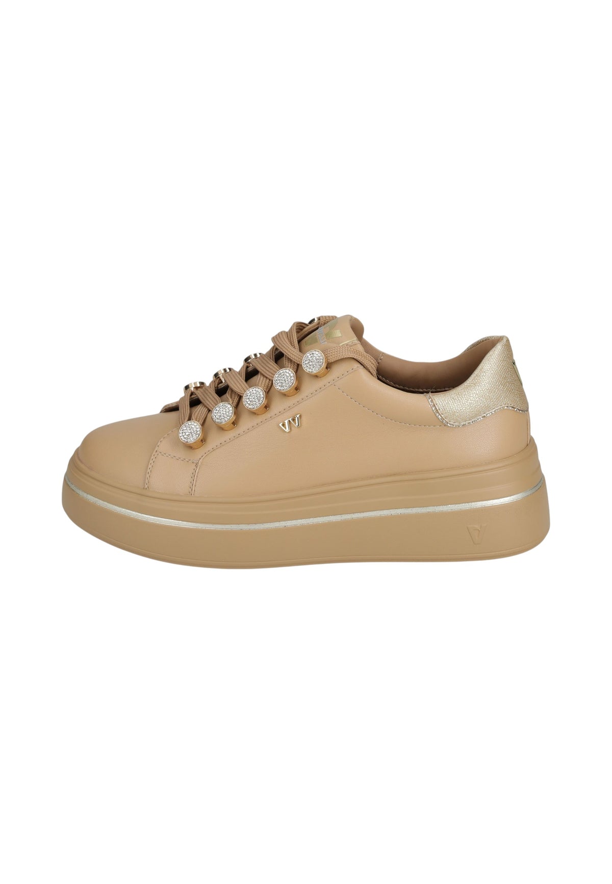 Sneakers Basse Donna Valleverde chiusura con lacci, occhielli decorativi, inserto luminoso sul tallone, suola alta, sottopiede in pelle  V35453