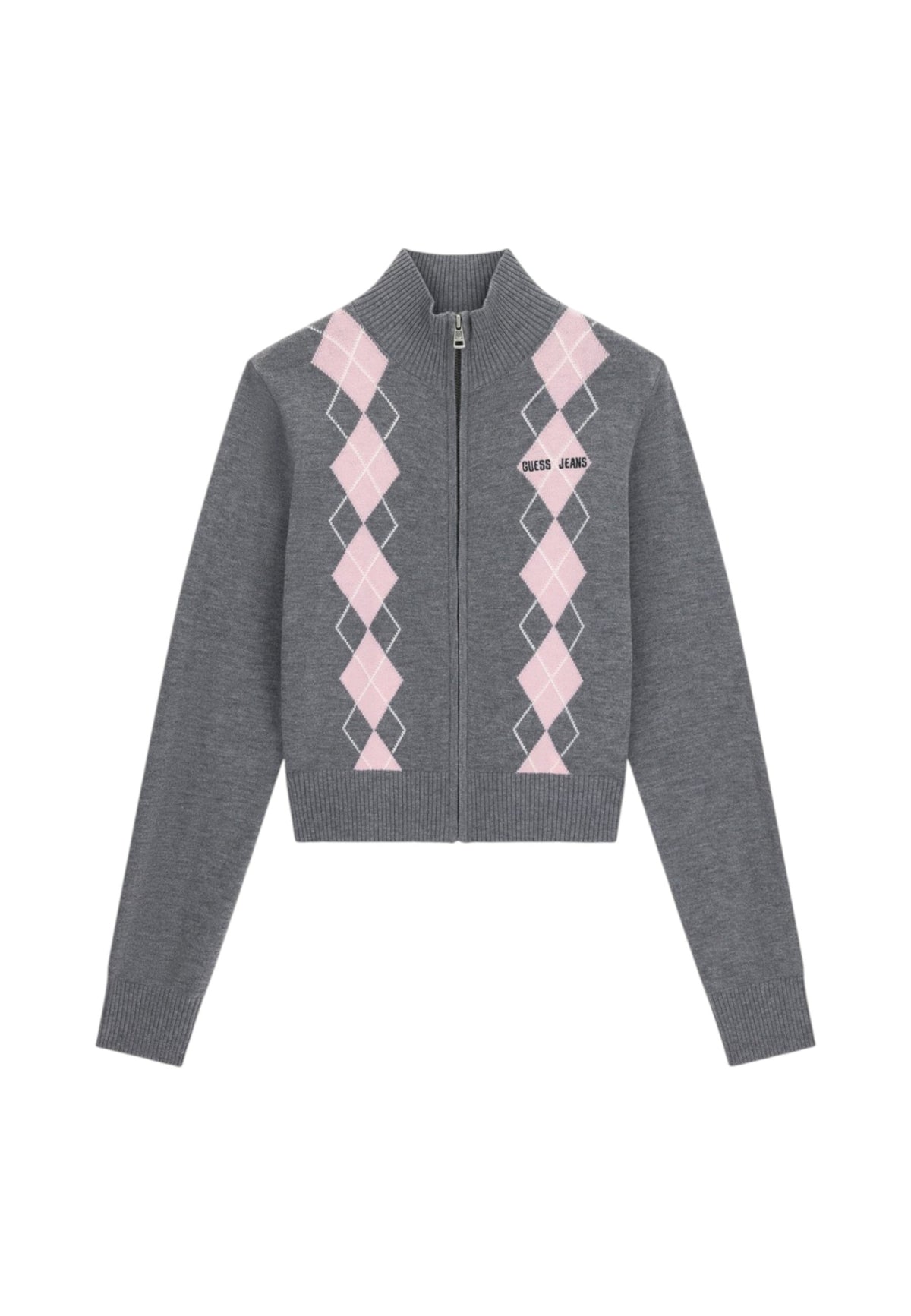 Cardigan  Donna Guess Collo lupetto, Zip intera, Motivo argyle Gj W6BR10Z1253