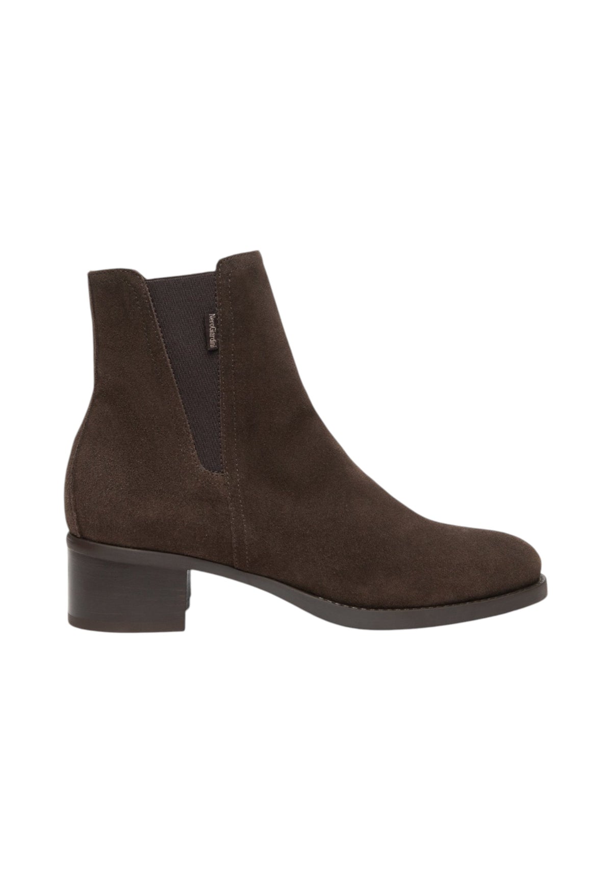 Stivaletti Chelsea Donna Nero Giardini Tomaia in pelle e pelle scamosciata, inserti elastici laterali, punta tonda, tacco basso, suola in gomma, Made in Italy  I617216D