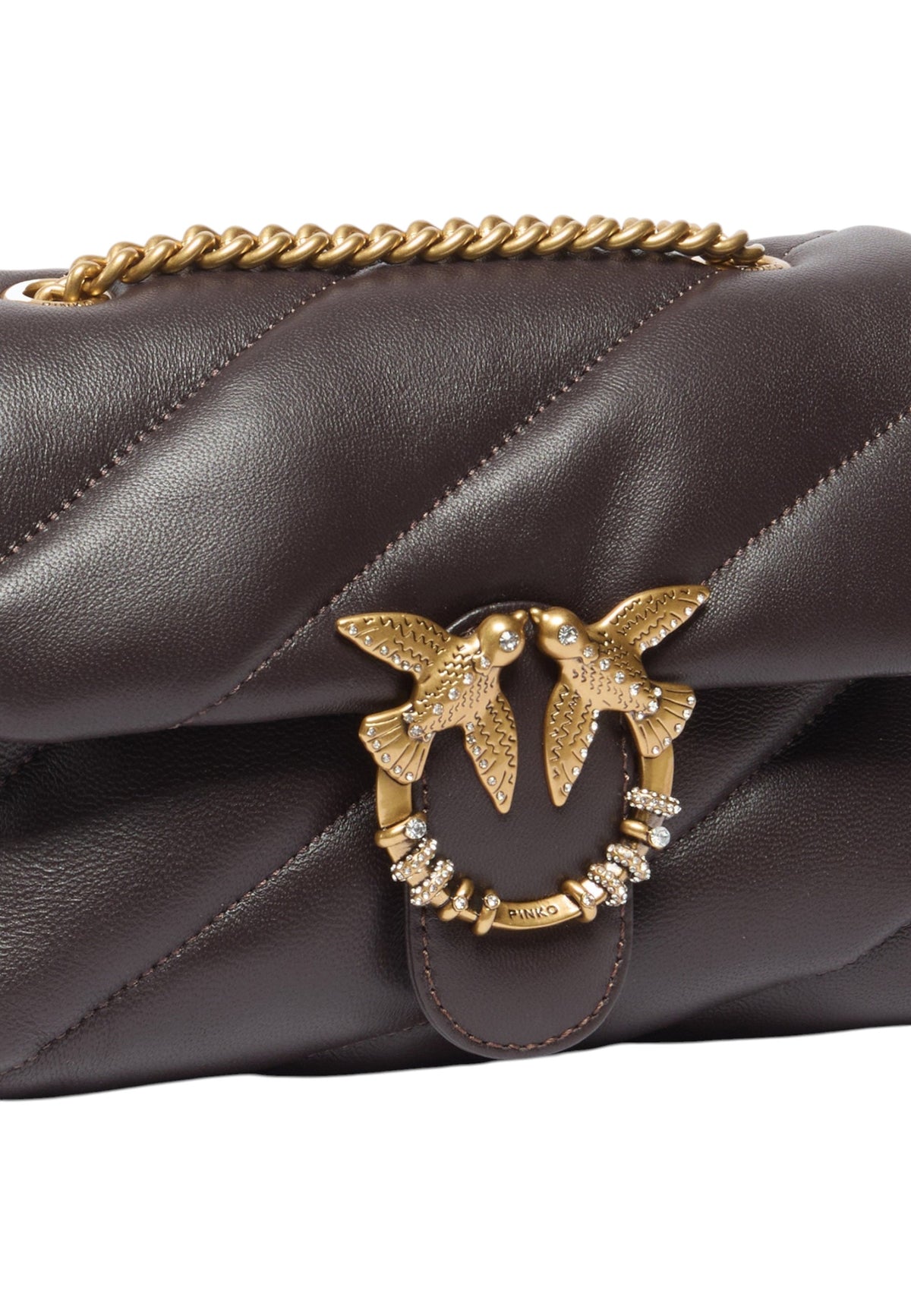 Borsa A Tracolla Donna Pinko Nappa trapuntata, formato mini, nuova fibbia Love Birds, tracolla a catena, misure 21 x 9 x 15 cm Love Puff Mini New Buckle 107058A0F2