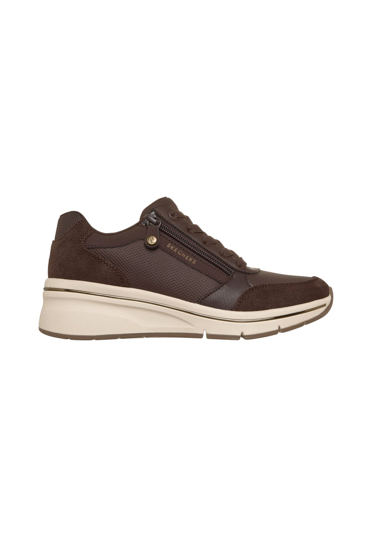 Sneakers Basse Donna Skechers Air-Cooled Memory Foam, Zeppa nascosta Wedge Fit, Cerniera laterale, Inserti in pelle scamosciata Billion Flex - Luxe Up 190370