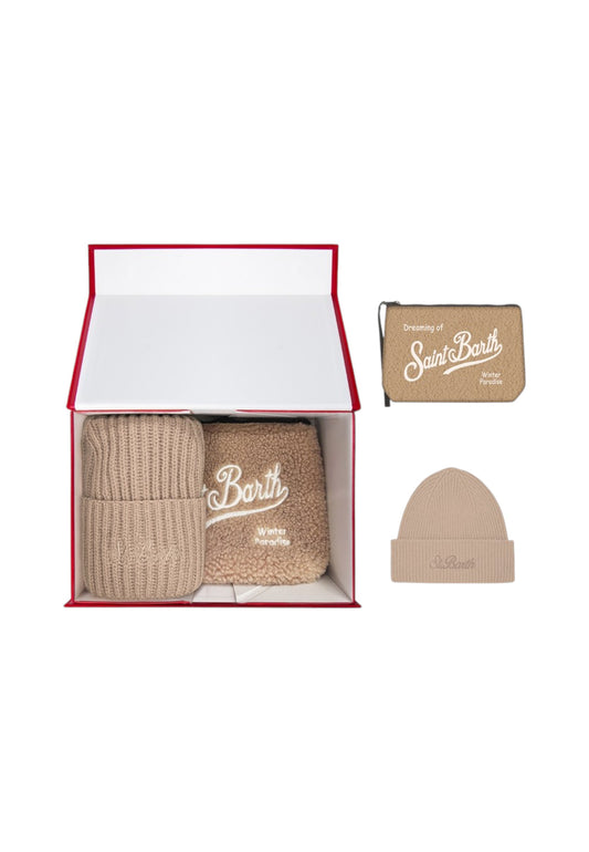 Set Berretto E Pochette Donna Mc2 Saint Barth Teddy Embroidery Christmas Box Woman Mountain BOX0024