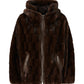 Giacca Invernale Donna Pinko Effetto pelliccia sintetica, linea morbida, cappuccio, maniche ampie, zip a doppio cursore, tasche oblique, fodera jacquard Love Birds, coulisse interna al fondo Cadetia 107054A3C5