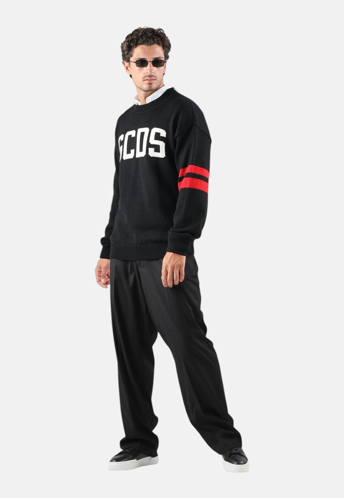 Maglione A Girocollo Uomo Gcds Maglia in lana merino e acrilico, logo frontale, dettaglio grafico sulle maniche, polsi e fondo a costine, vestibilit� regular Logo Regular Crewneck Z0MLQF152K155