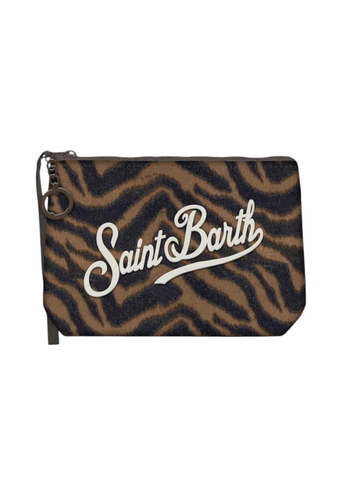Pochette  Unisex Mc2 Saint Barth Chiusura Con Zip, Laccetto Laterale, Fantasia Zebrata Aline Mini Felt ALMI003-ZEBRA