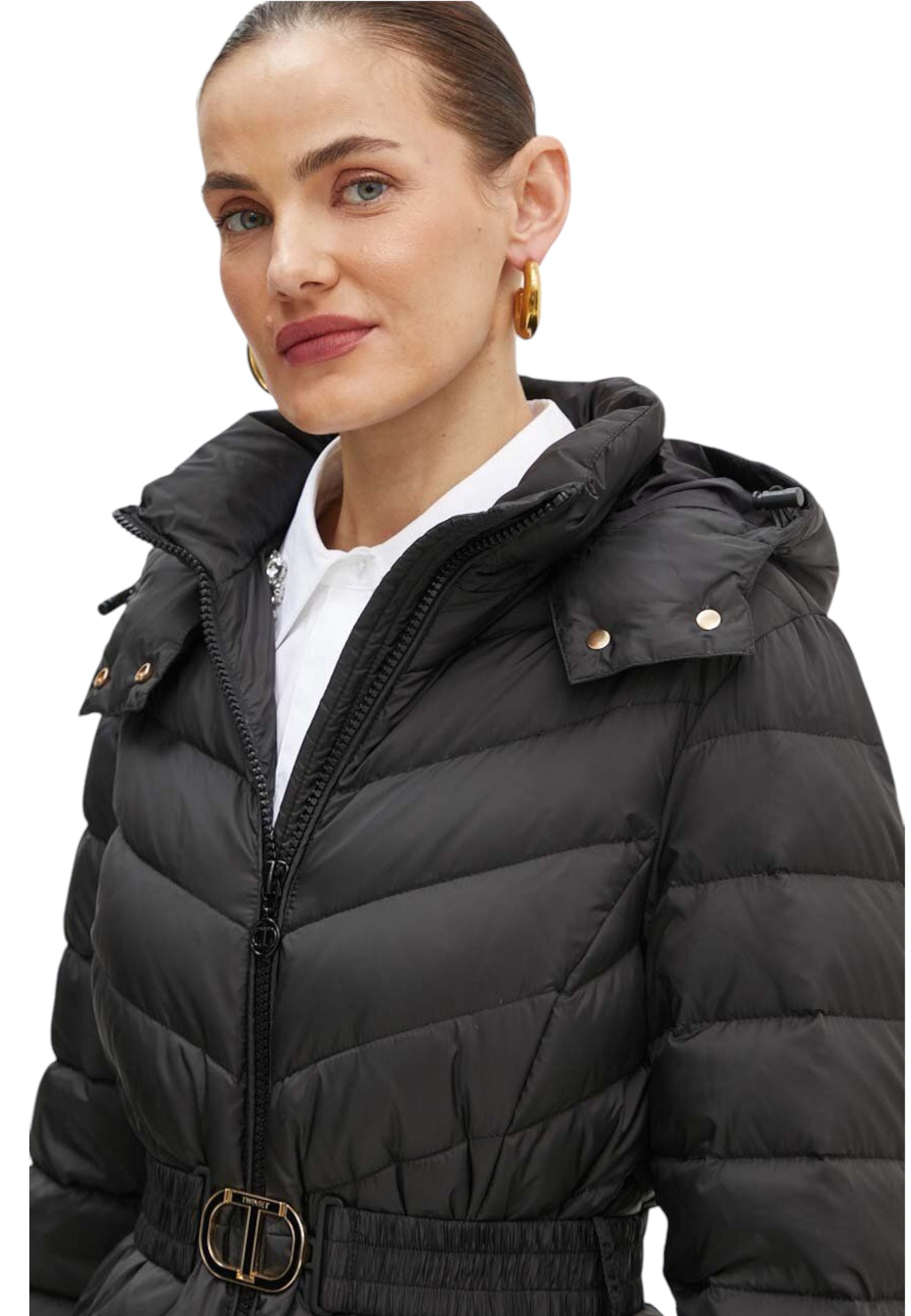 Piumino Lungo Donna Twinset Con Cappuccio E Cintura  242TP2182