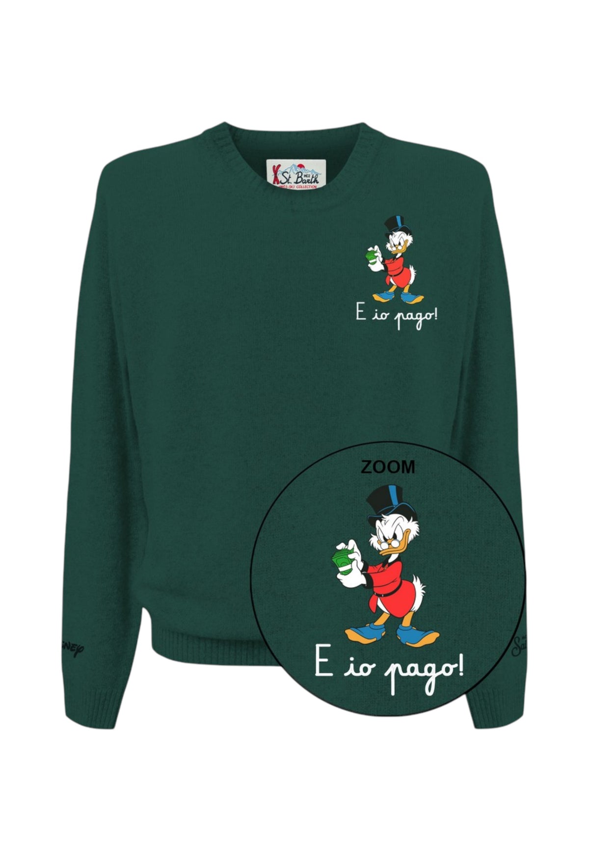 Maglione A Girocollo Uomo Mc2 Saint Barth Maniche Lunghe, Polsi E Fondo A Coste, Zio Paperone E La Scritta E Io Pago Heron Light Embry HER0024-SCROOGE-PAGO