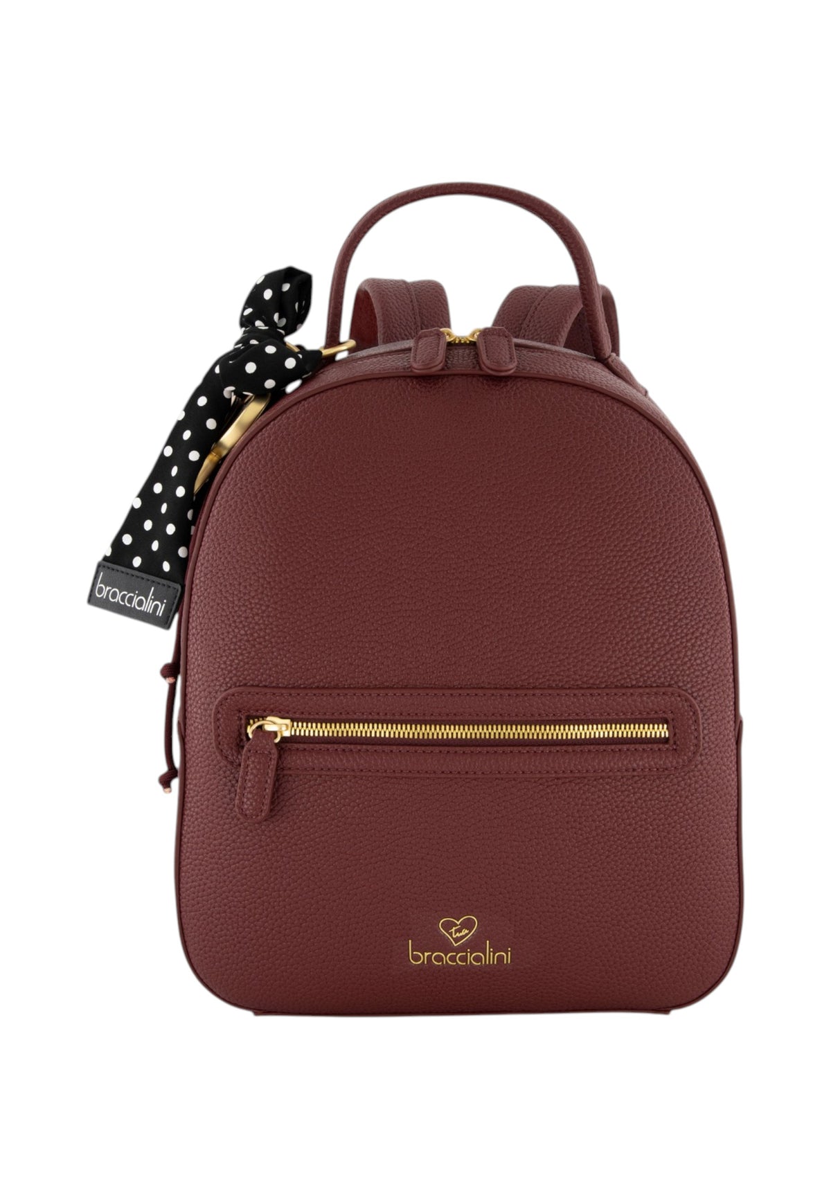 Zaino  Donna Braccialini Zaino compatto, Singolo con tracolle regolabili, Chiusura con zip, Due tasche interne, una con zip e una aperta, Charm removibile con margherita e fiocco a pois, Dimensioni: 27 x 11 x 31 Cm Beth B19223YY
