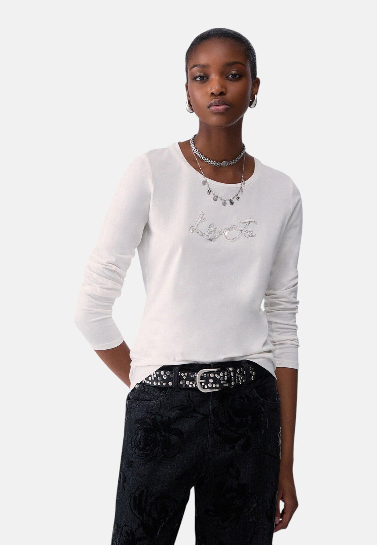 T-Shirt Manica lunga Donna Liu Jo Basica Liujo Sequin TF6245JS003