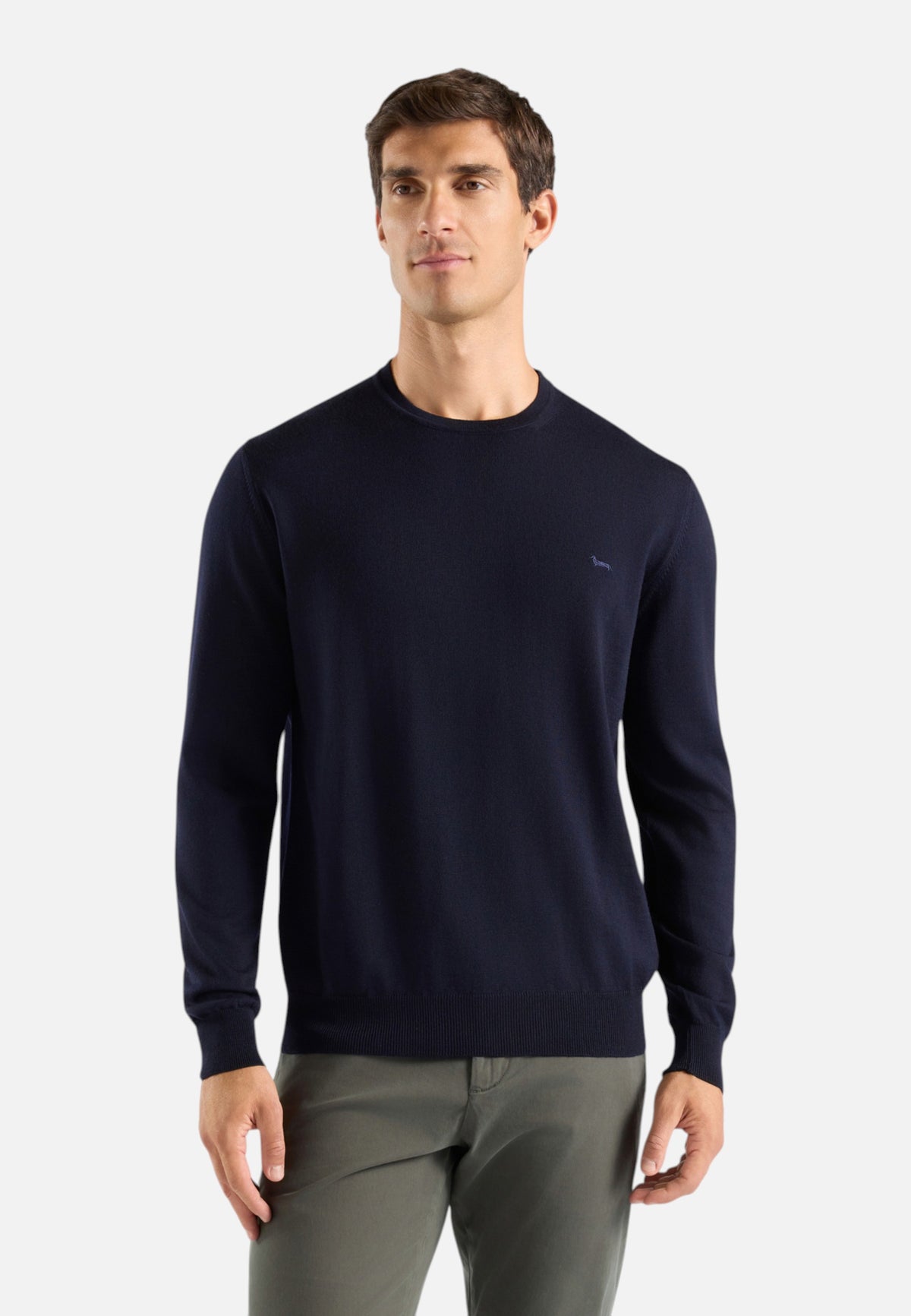 Maglione A Girocollo Uomo Harmont & Blaine Pura lana merino, Regular Fit, Finiture a costine, Made in Italy, Logo Harmont & Blaine  HRR001030478