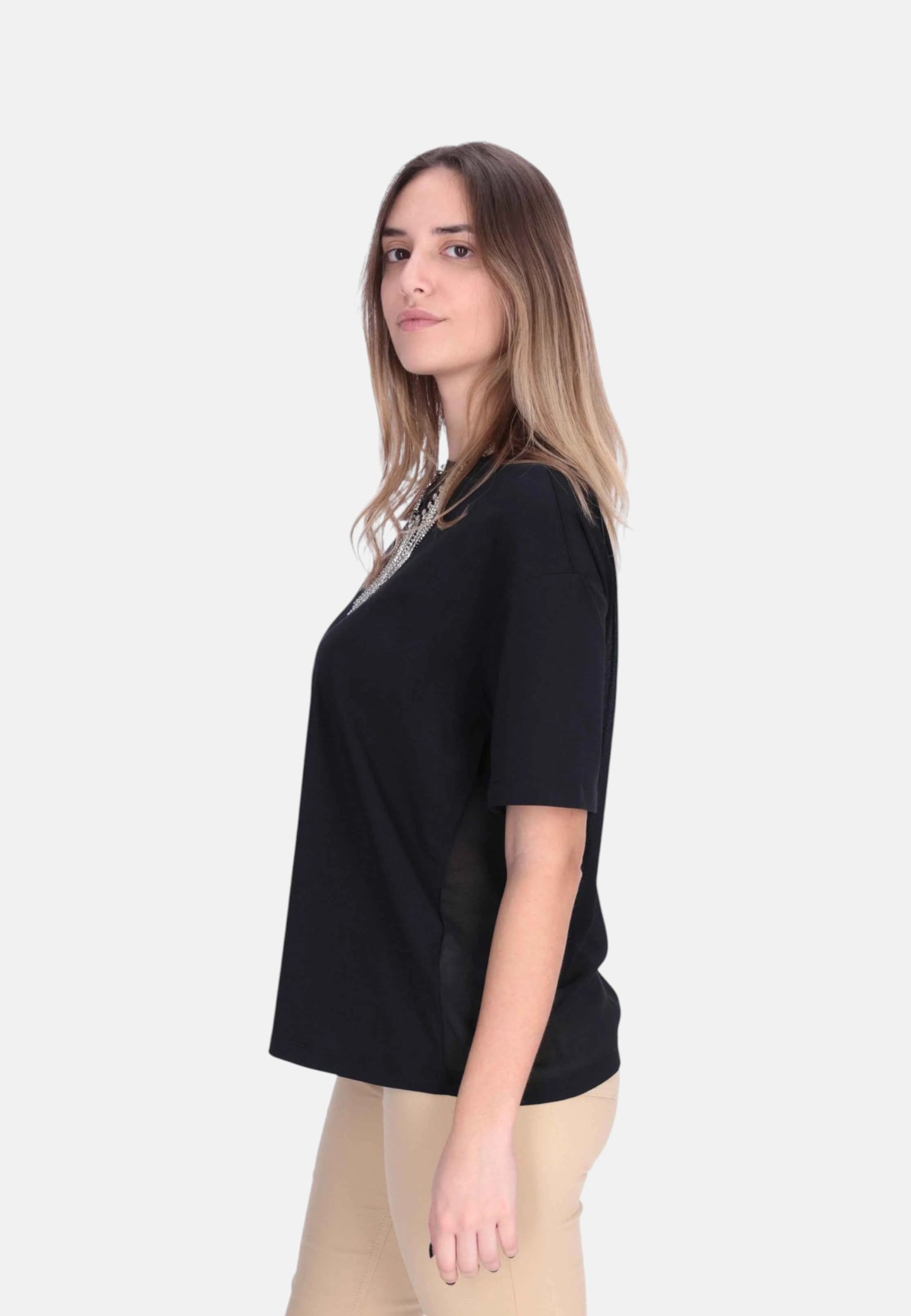 T-Shirt Manica Corta Donna Liu Jo Con Collana  CA6361J0088