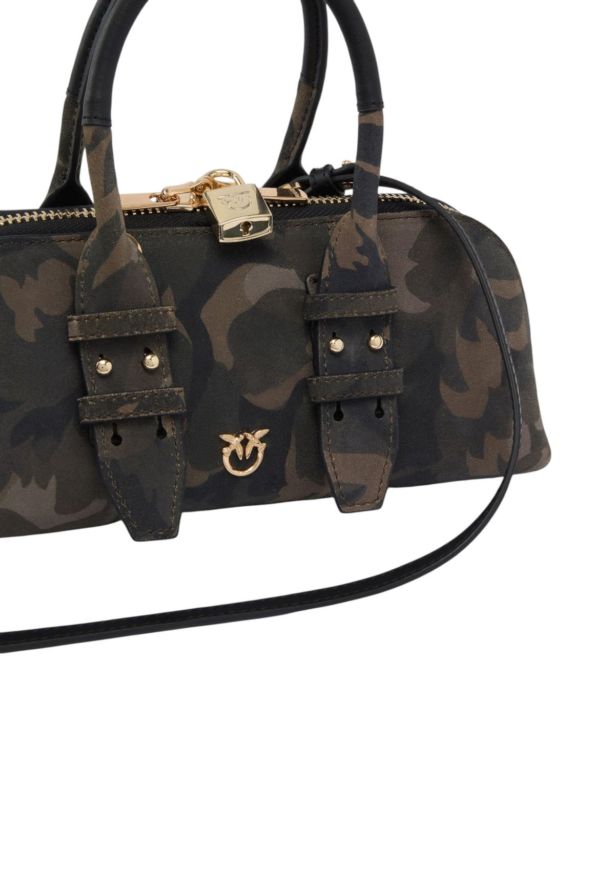 Borsa A Mano Donna Pinko Pelle scamosciata stampata, forma a bauletto orizzontale, doppi manici, misure 28 x 8 x 24 cm Escape Bag Horizontal Suede Print 105334A3LR