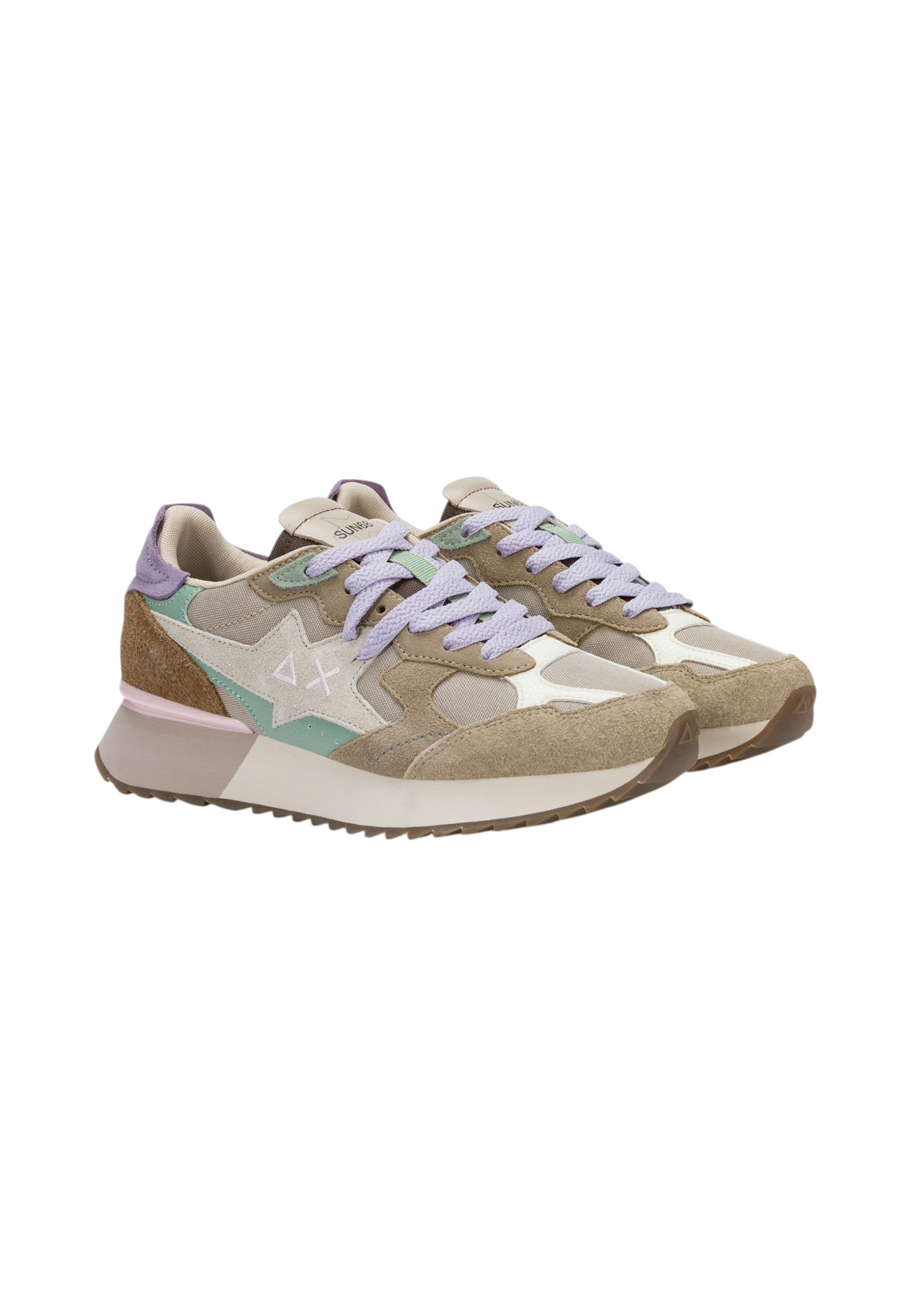 Sneakers Basse Donna Sun68 Stile Running, Suede E Nylon Stargirl Multicolor Z46222