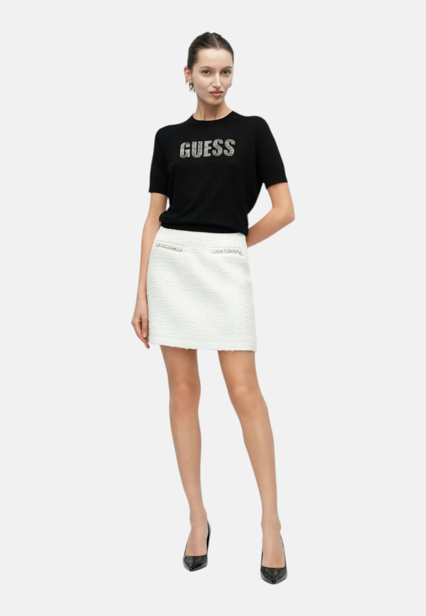 Maglia A Girocollo Donna Guess Manica Corta Norah Logo W6RR47Z2NQ2