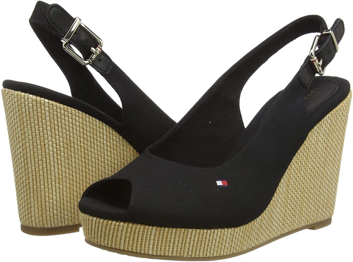 Sandali Con Zeppa Donna Tommy Hilfiger Alta Iconic Elena Sling Back Wedge FW0FW04789