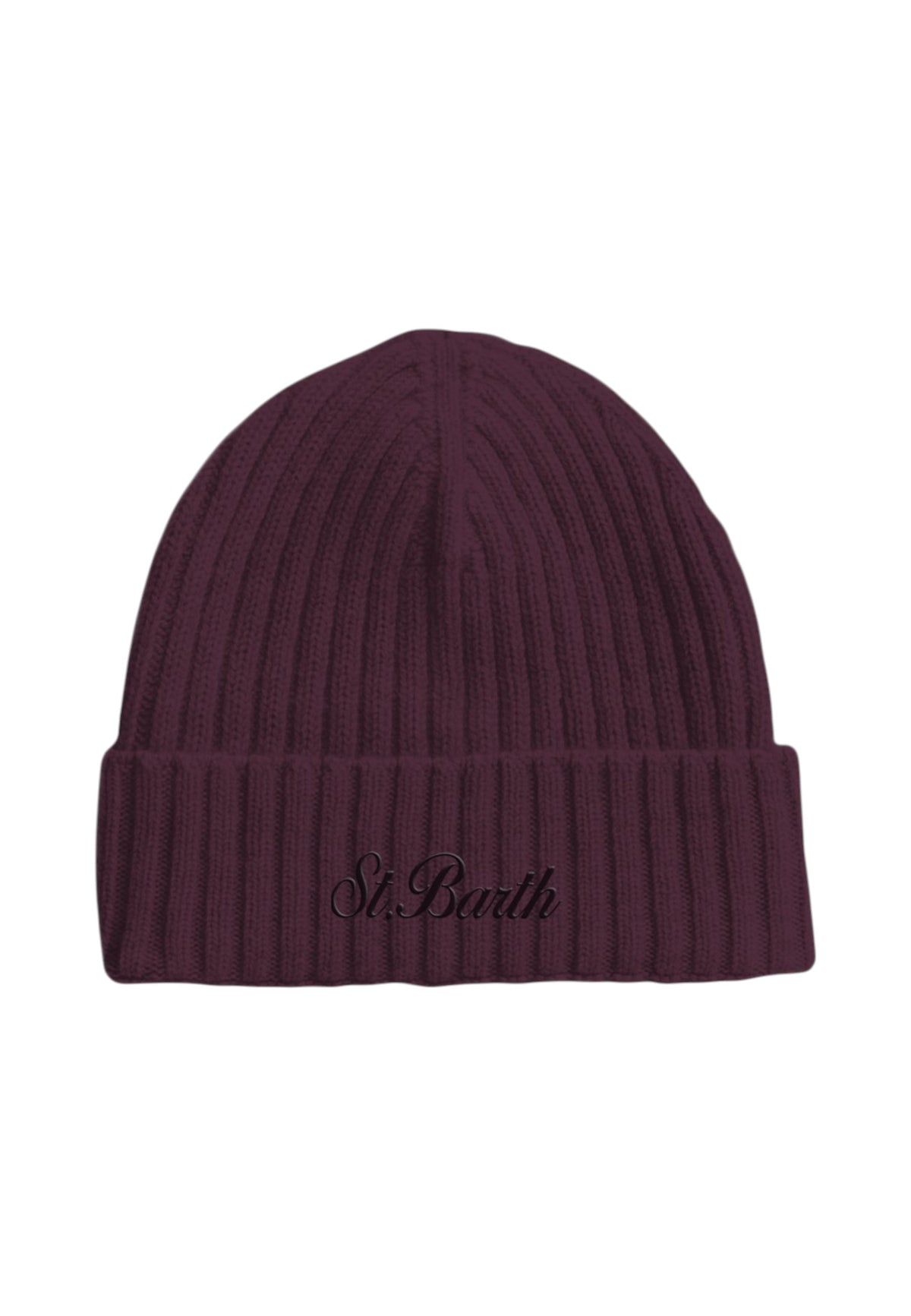 Berretto  Uomo Mc2 Saint Barth Lavorazione A Coste, Risvolto, Logo Ricamato Wengen Wool WENG027