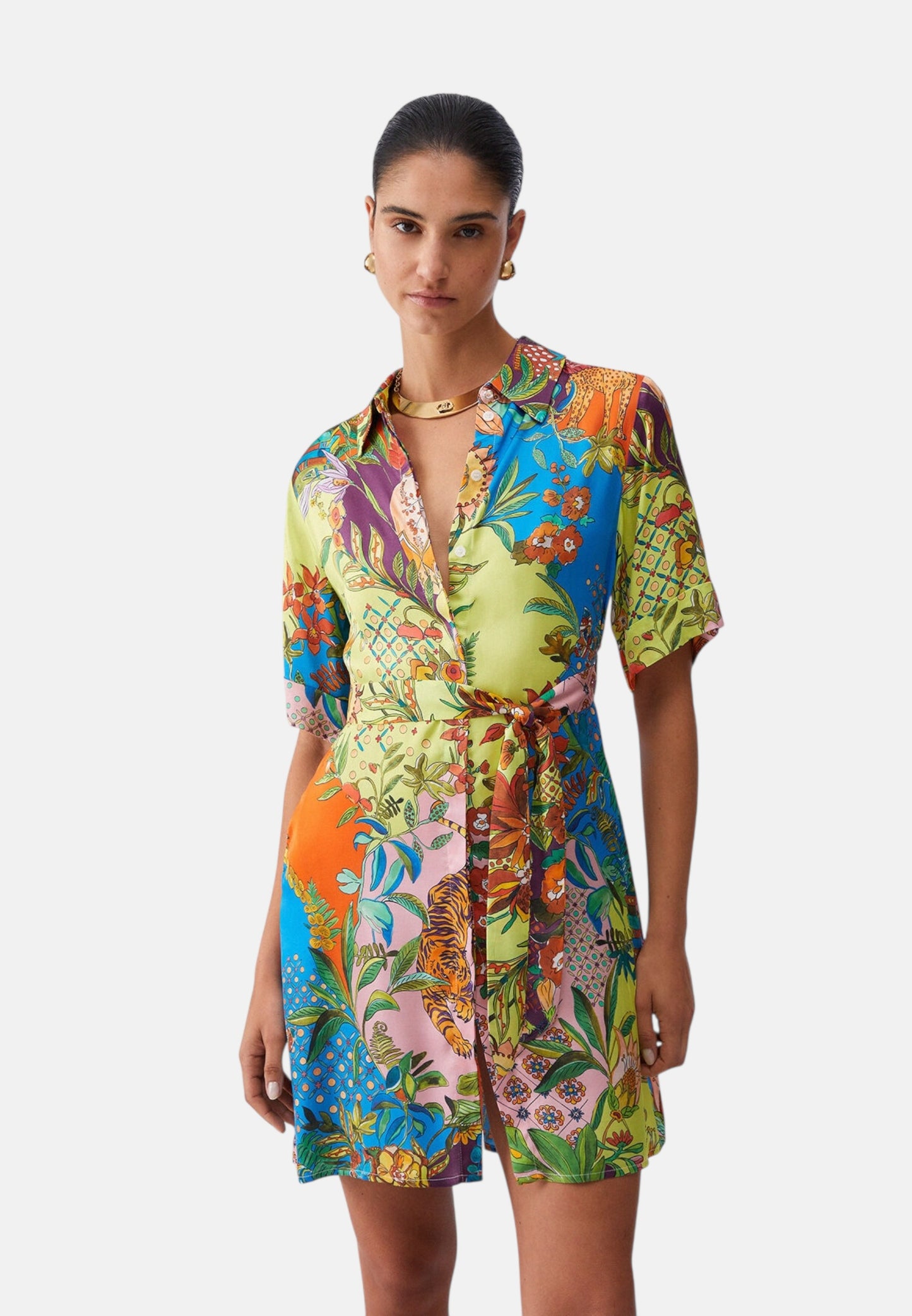 Vestito Corto Donna Liu Jo Tessuto Navetta Stampa All Over Rainbow Tiger Eco Line WA6482T471A