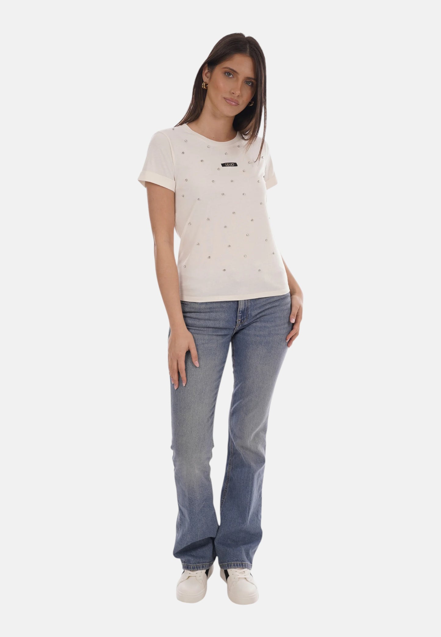 T-Shirt Manica Corta Donna Liu Jo Strass Eco Line TA6157JS923