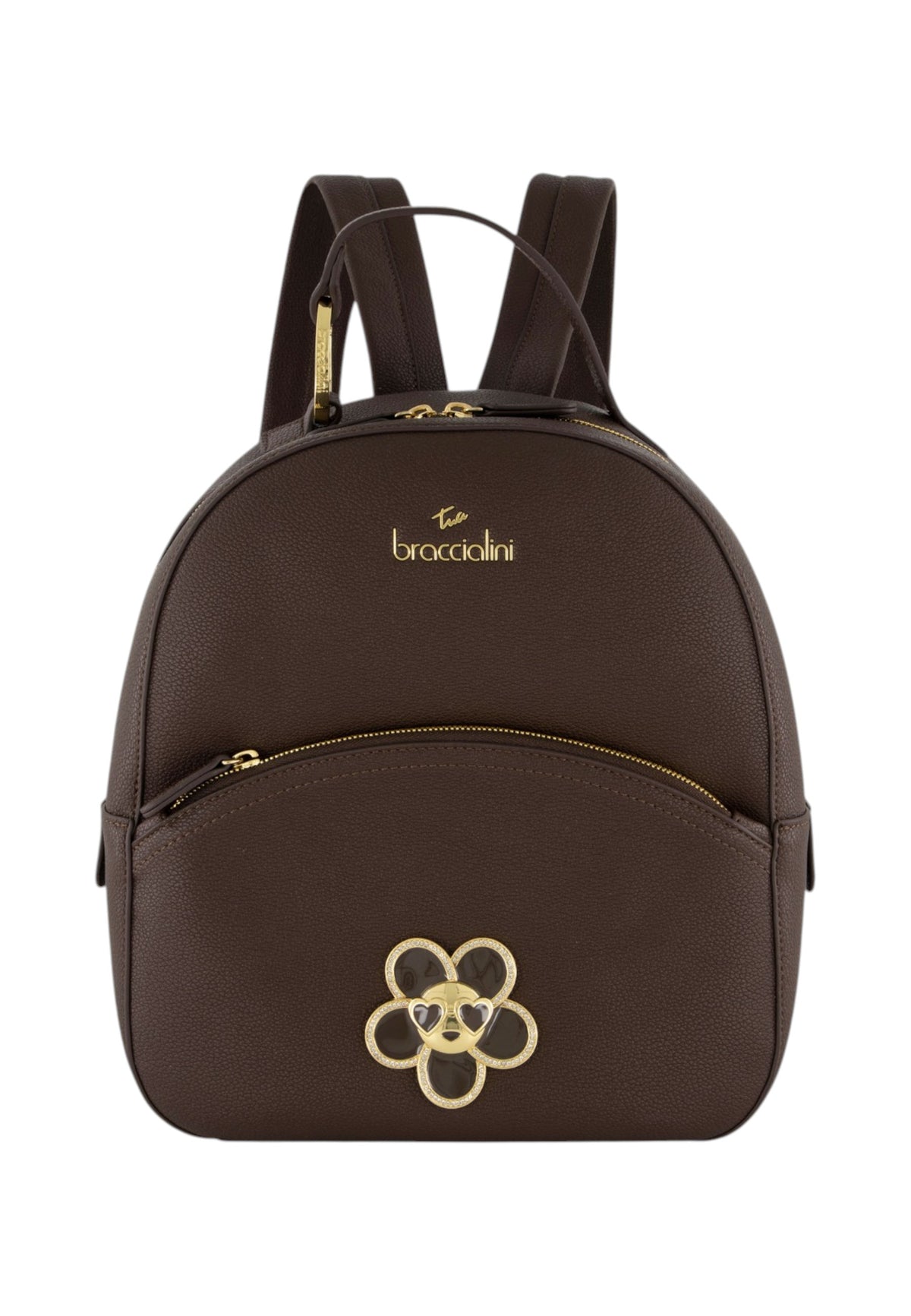Zaino  Donna Braccialini Zaino compatto, Singolo con tracolle regolabili, Chiusura con zip, Una tasca interna portacellulare, Charm gioiello a forma di margherita, Dimensioni: 27 x 11 x 31 Cm Amy Bijoux B19214YY