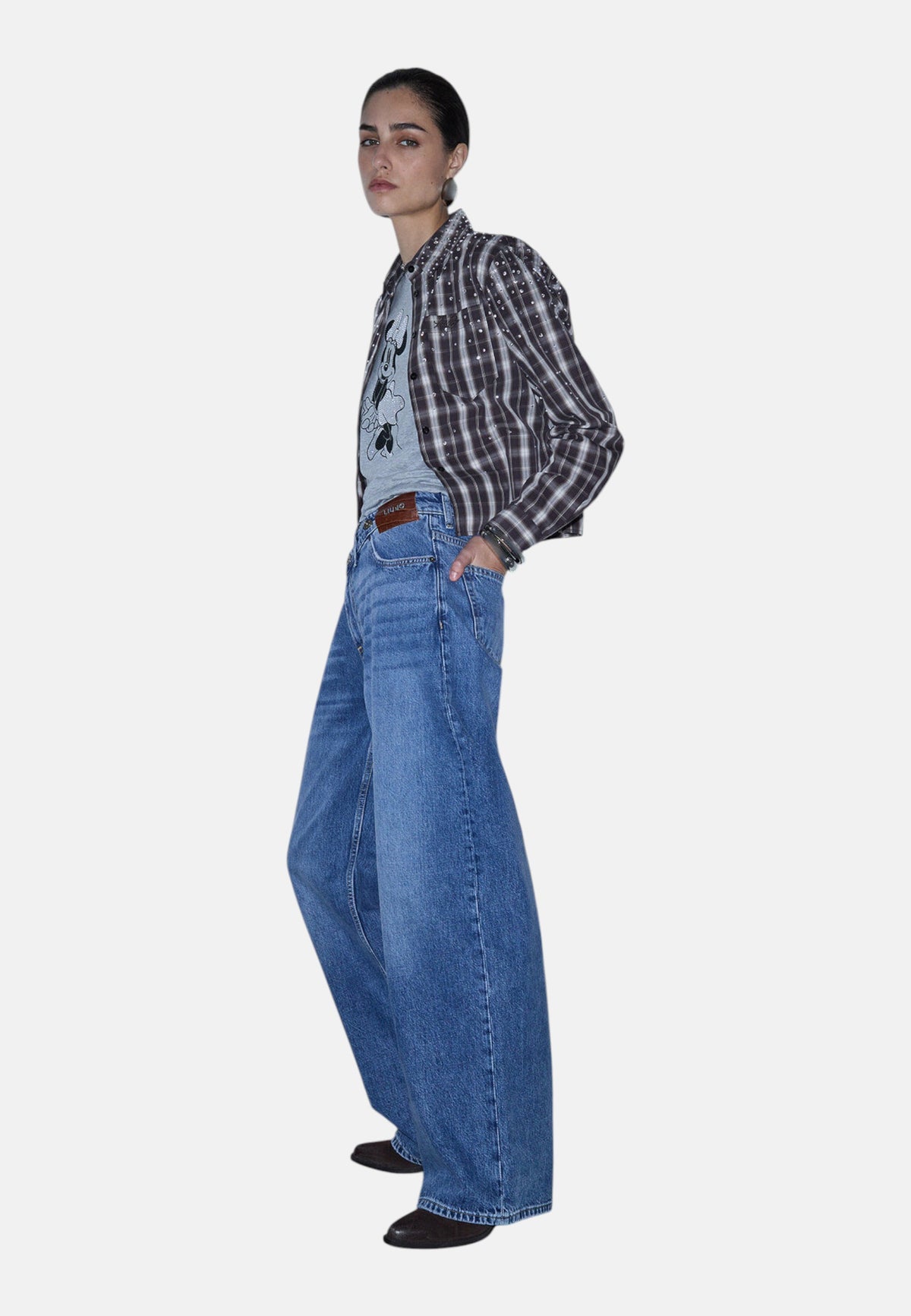 Jeans Wide Leg Donna Liu Jo A Vita Regular Con Chiusura Asimmetrica Straight Awry UF6160D4854