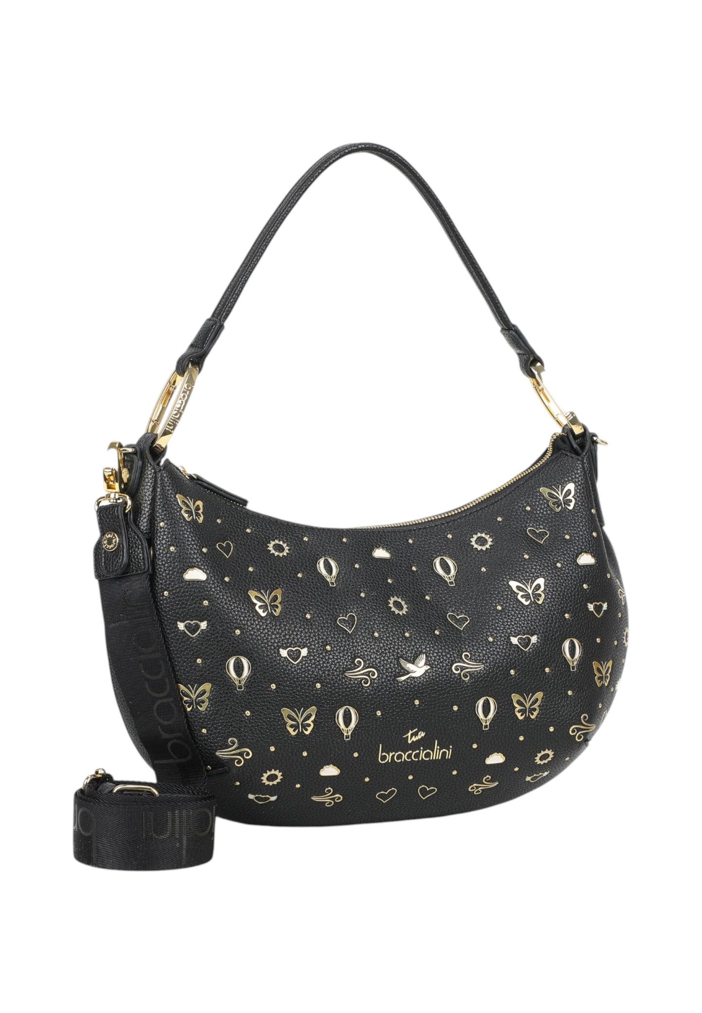Borsa A Spalla Donna Braccialini Mezzaluna Con Tracolla Beth Strass B18882YY
