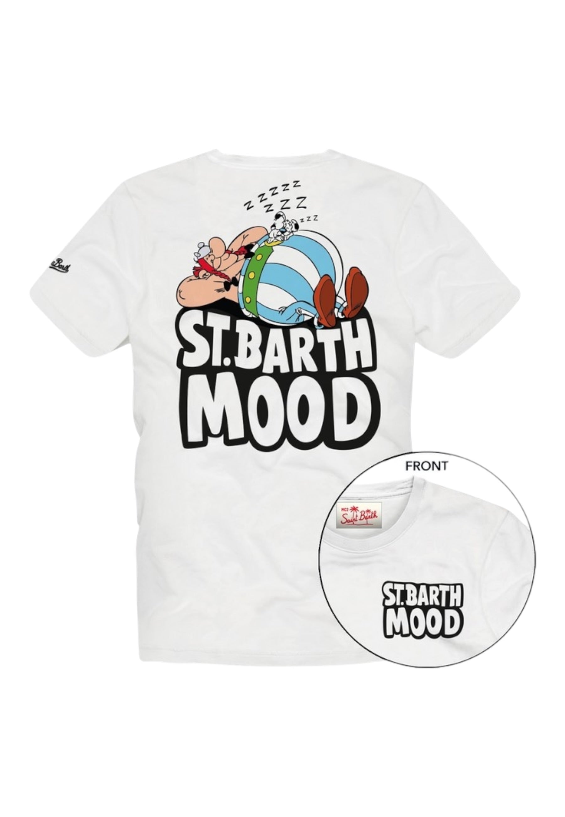 T-Shirt Manica Corta Uomo Mc2 Saint Barth Stampa/Ricamo Fronte E Retro Obelix Sb Mood Emb Portland PRL0002