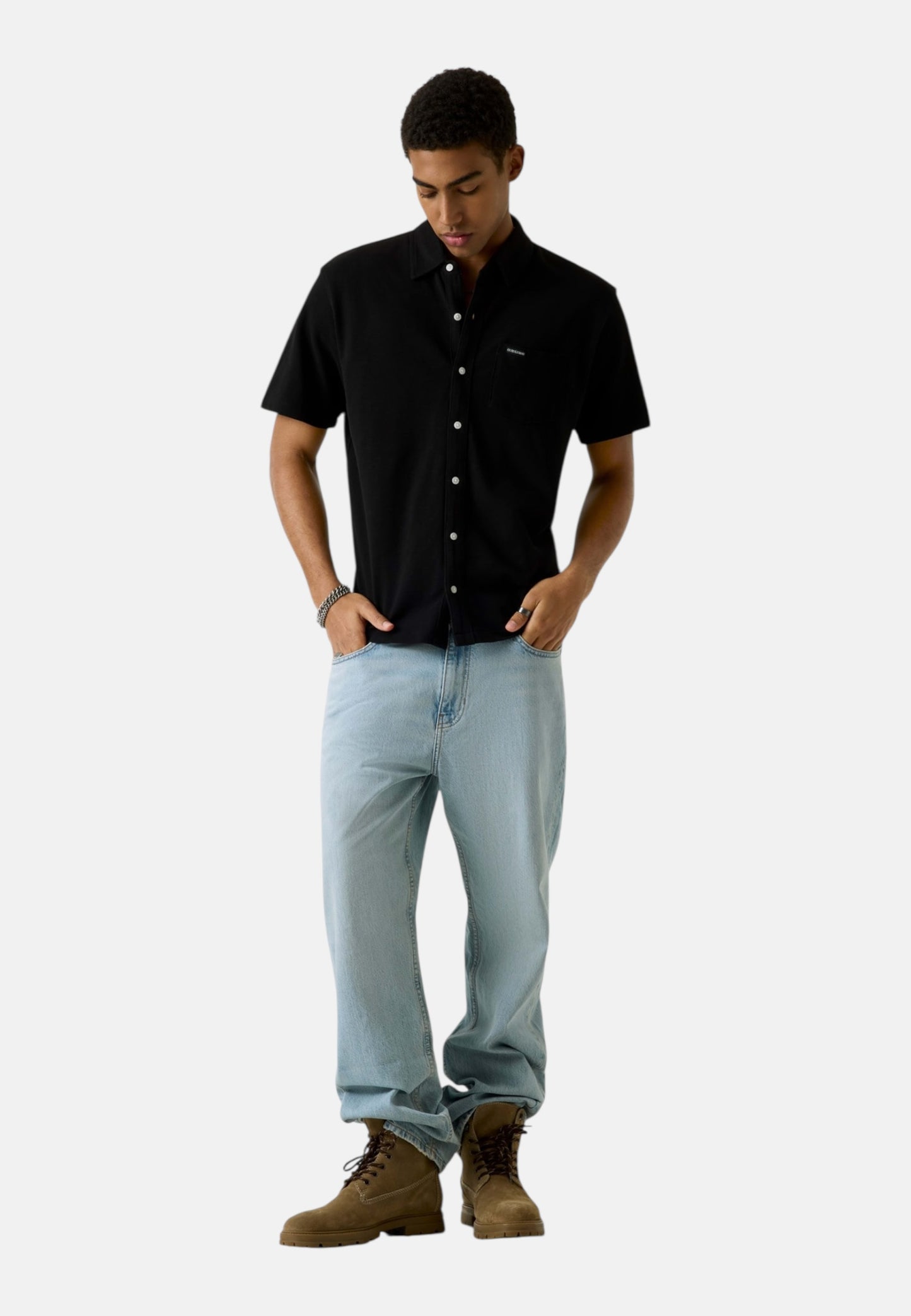 Camicia Manica Corta Uomo Guess  Gj Reg Slub Pique M6GP02KE731