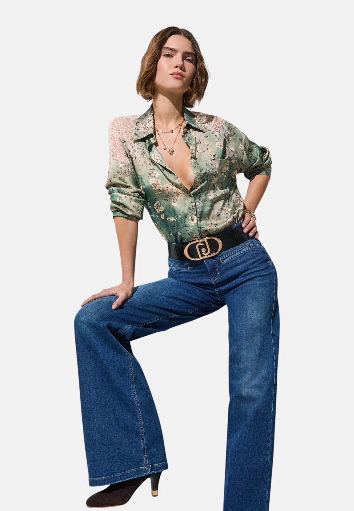 Jeans Wide Leg Donna Liu Jo Bottom Up A Vita Alta Parfait Flare UF6069DS004