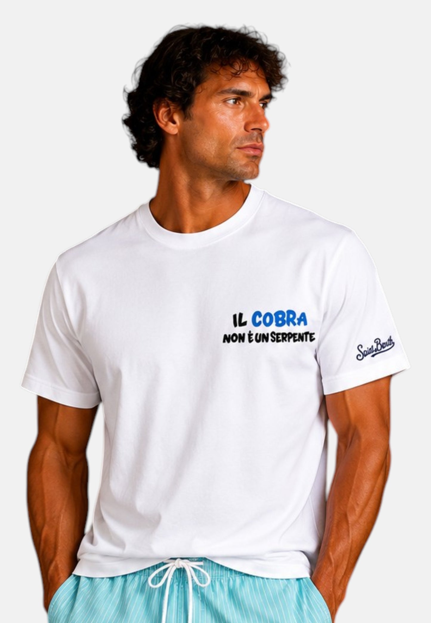 T-Shirt Manica Corta Uomo Mc2 Saint Barth Stampa/Ricamo Fronte E Retro Cpt Cobra Portland PRL0002