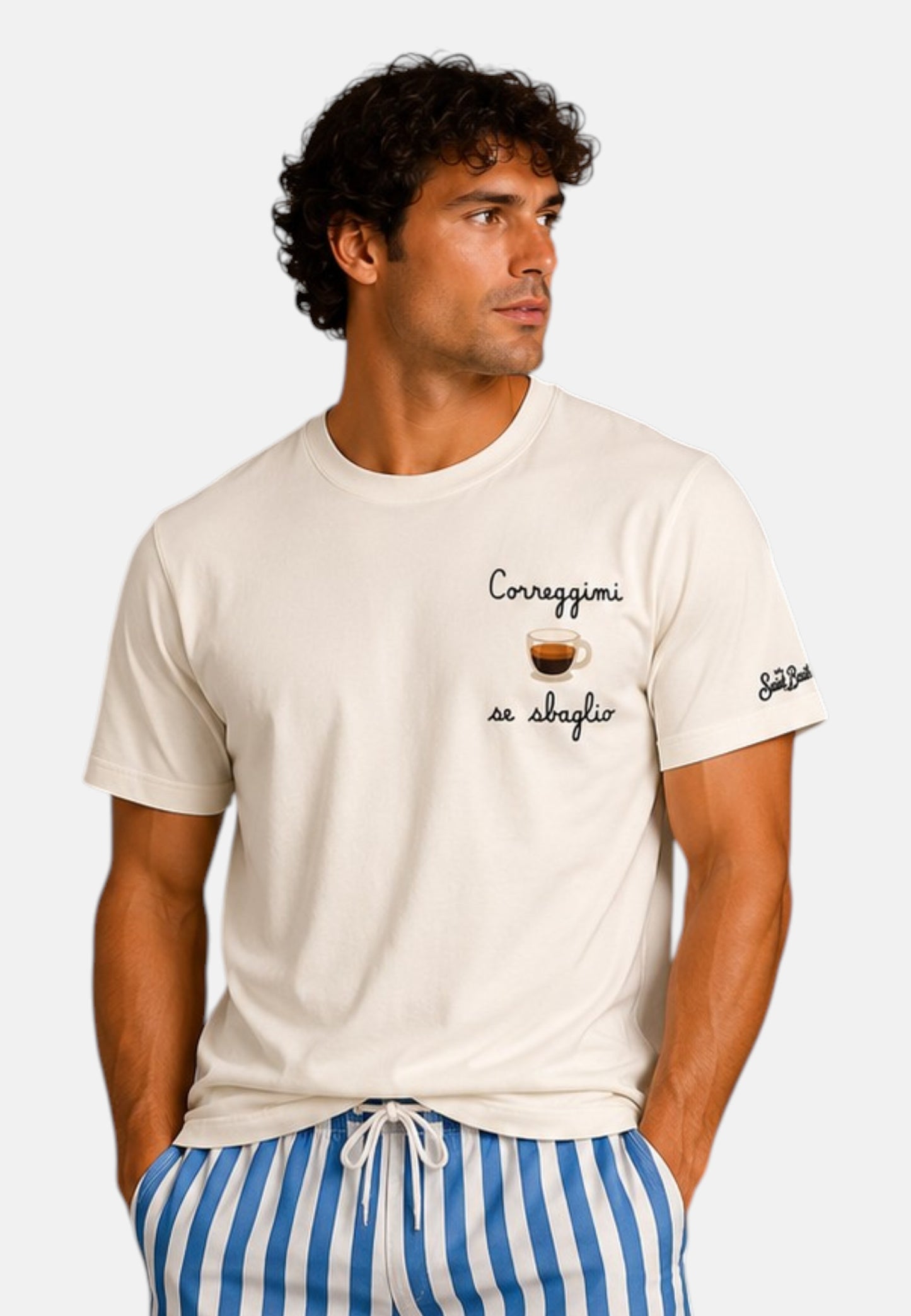 T-Shirt Manica Corta Uomo Mc2 Saint Barth Stampa E/O Ricamo Frontale Correggimi Sbaglio Portofino POT0001