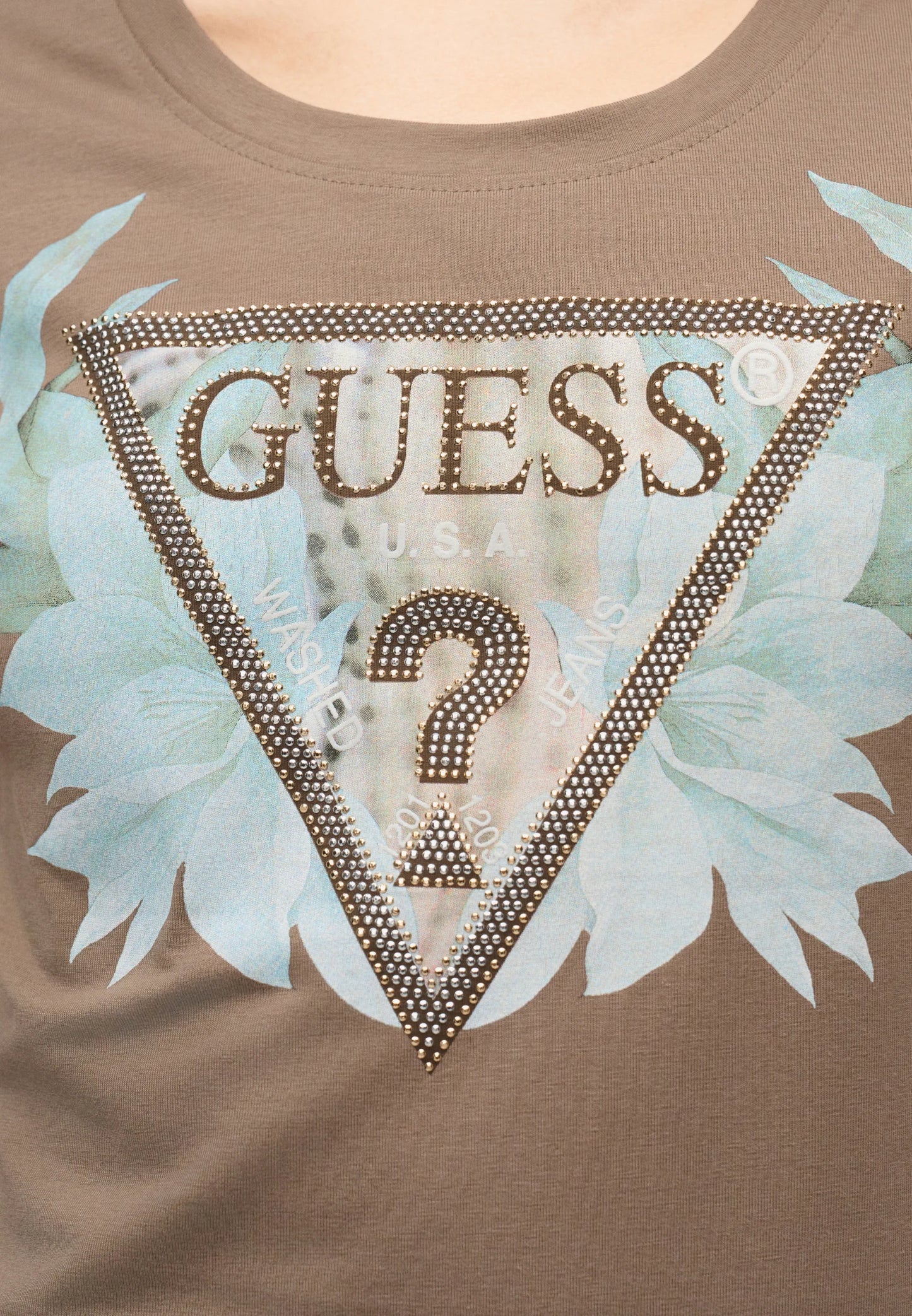 T-Shirt Manica Corta Donna Guess  Flower Triangle W6GI12K3027