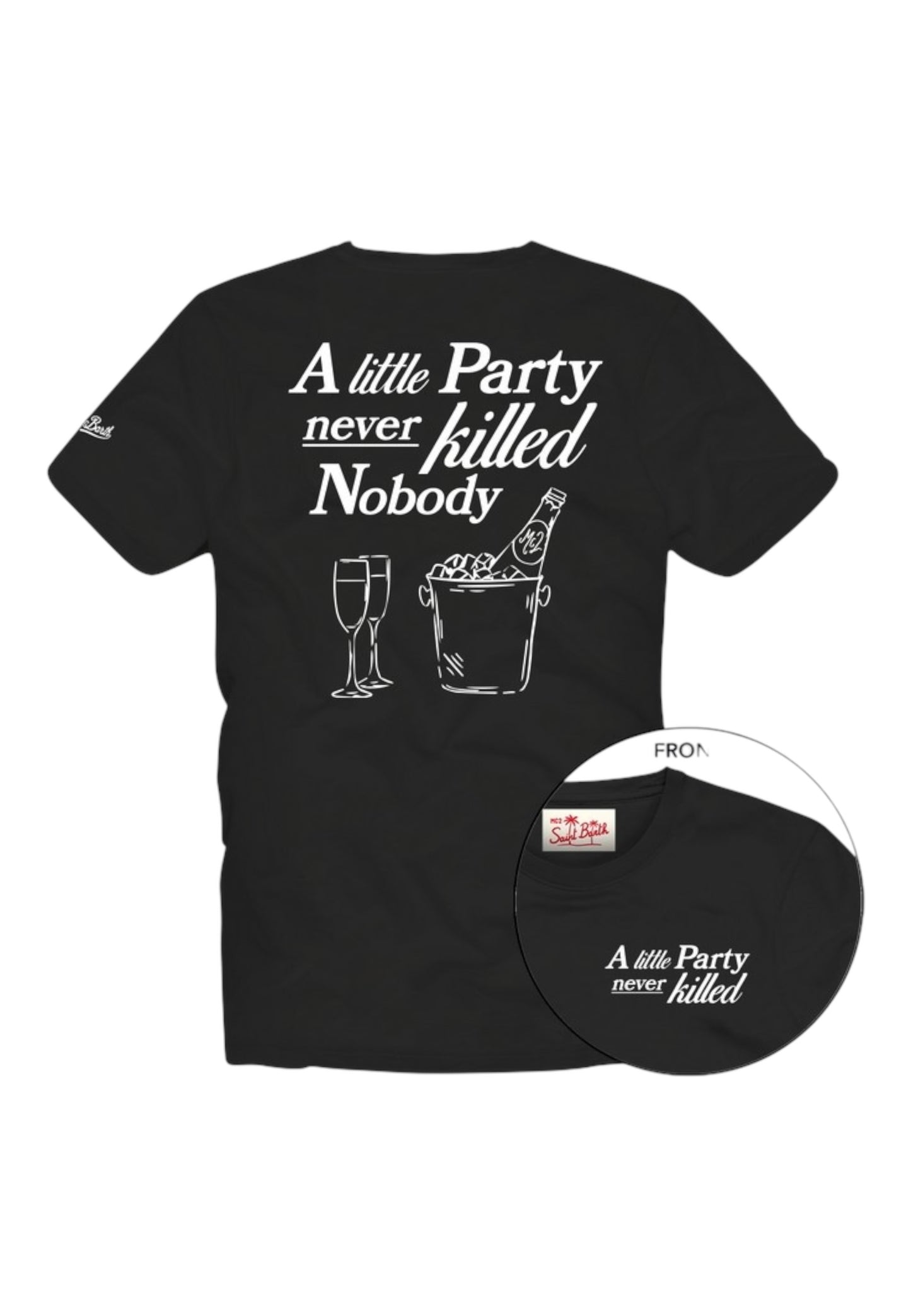 T-Shirt Manica Corta Uomo Mc2 Saint Barth Stampa/Ricamo Fronte E Retro Party Killed Nobody Portland PRL0002