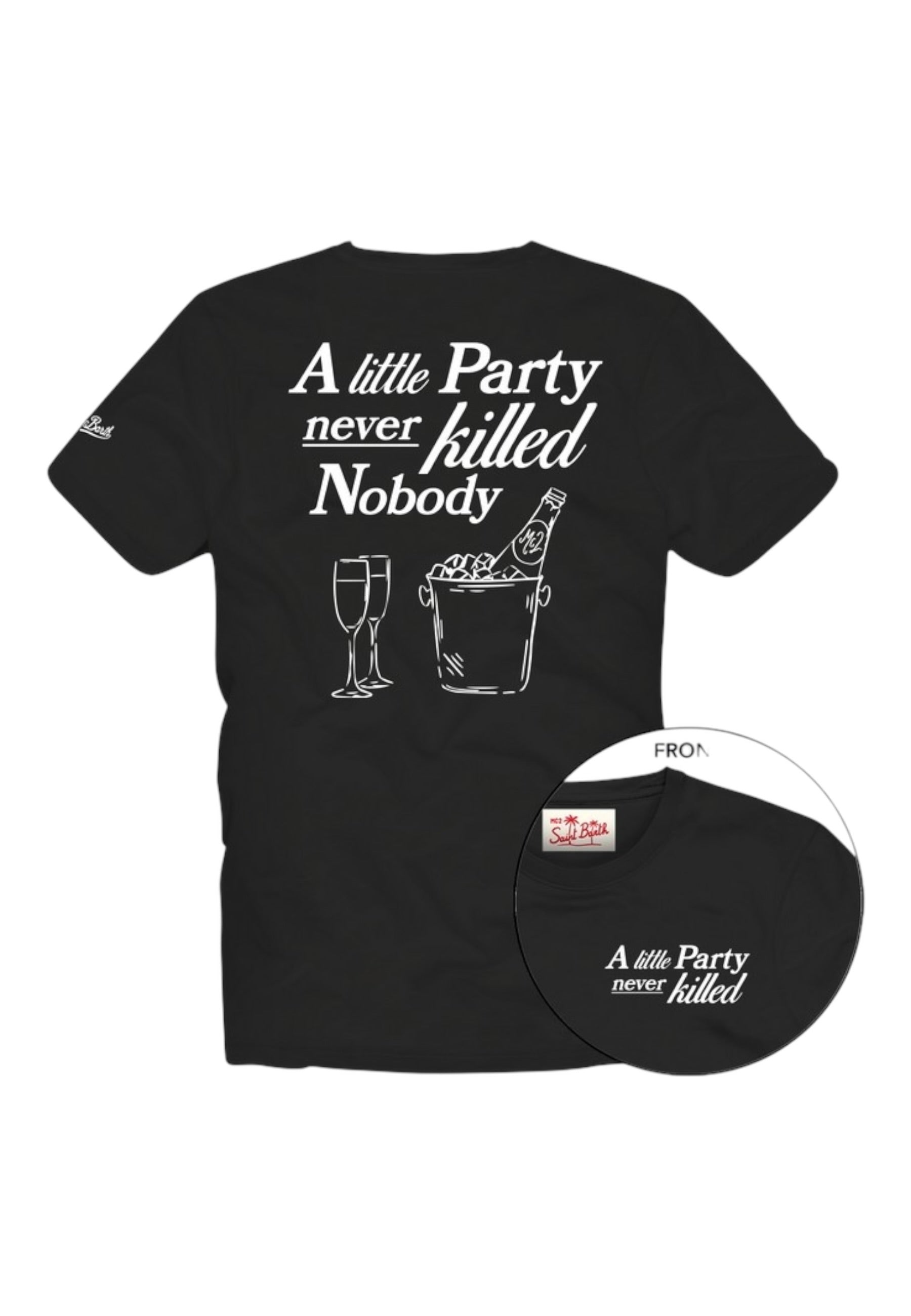 T-Shirt Manica Corta Uomo Mc2 Saint Barth Stampa/Ricamo Fronte E Retro Party Killed Nobody Portland PRL0002