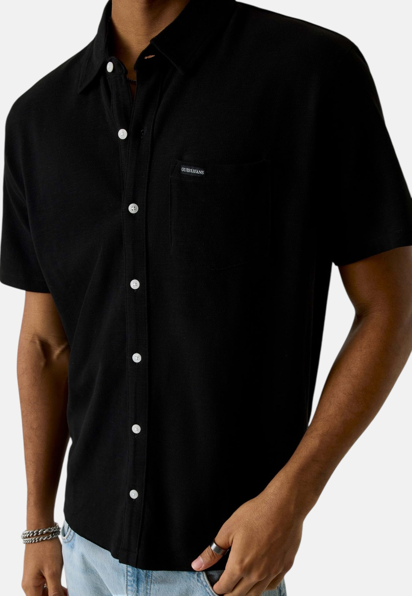 Camicia Manica Corta Uomo Guess  Gj Reg Slub Pique M6GP02KE731