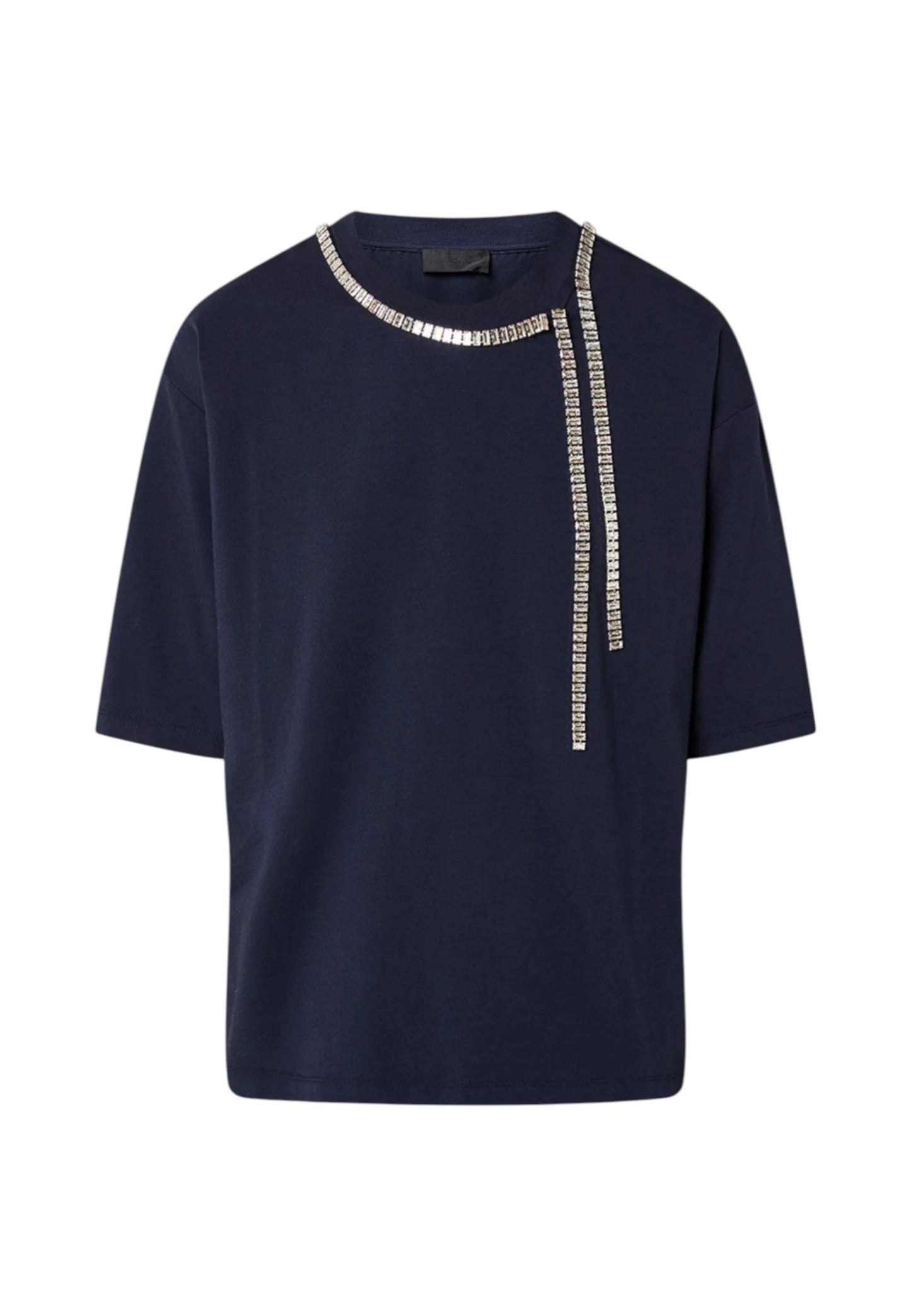 T-Shirt Manica Corta Donna Liu Jo Oversize Con Catena Strass Eco Line CA6167JS088
