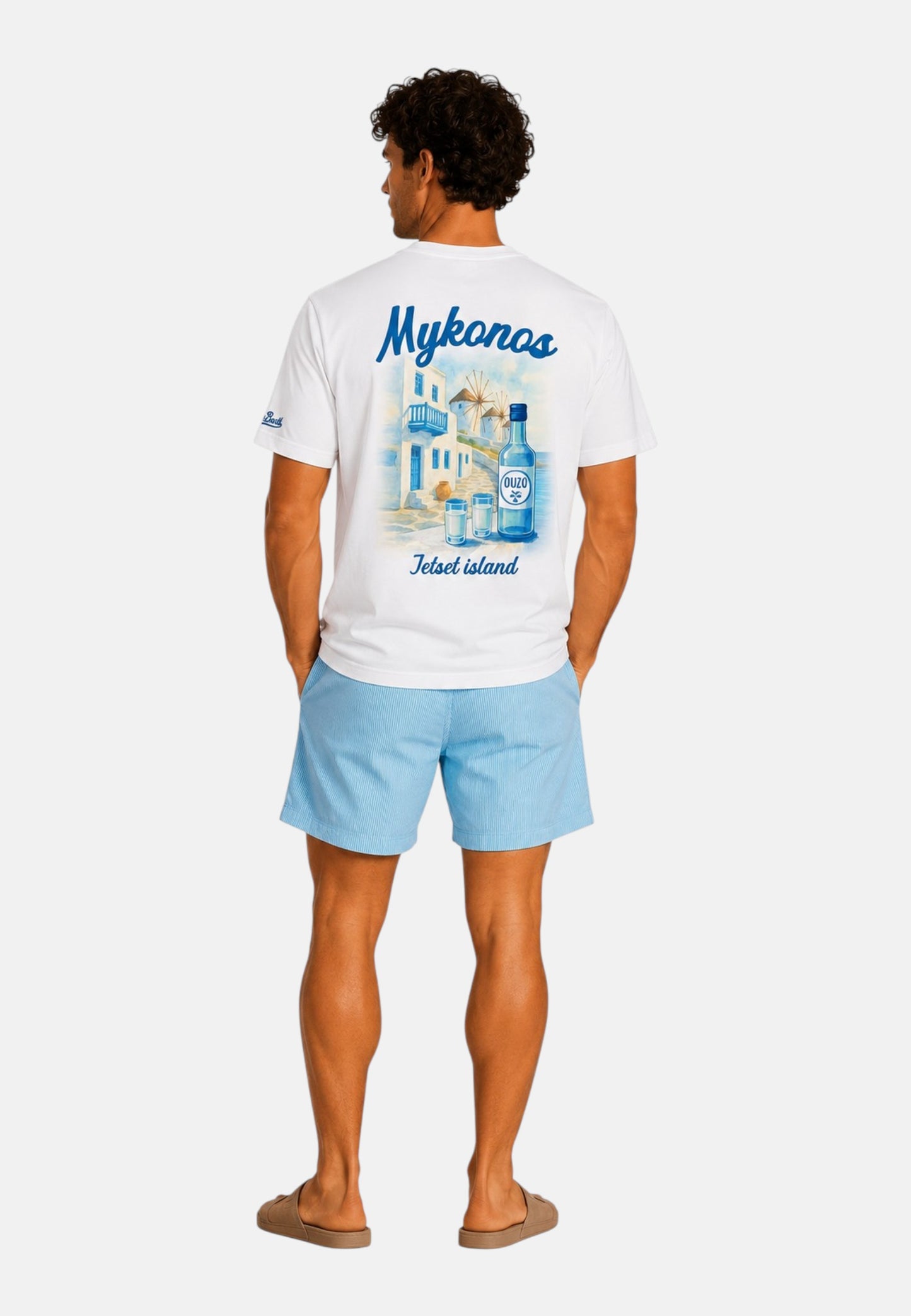 T-Shirt Manica Corta Uomo Mc2 Saint Barth Stampa/Ricamo Fronte E Retro Mykonos Ouzo Portland PRL0002
