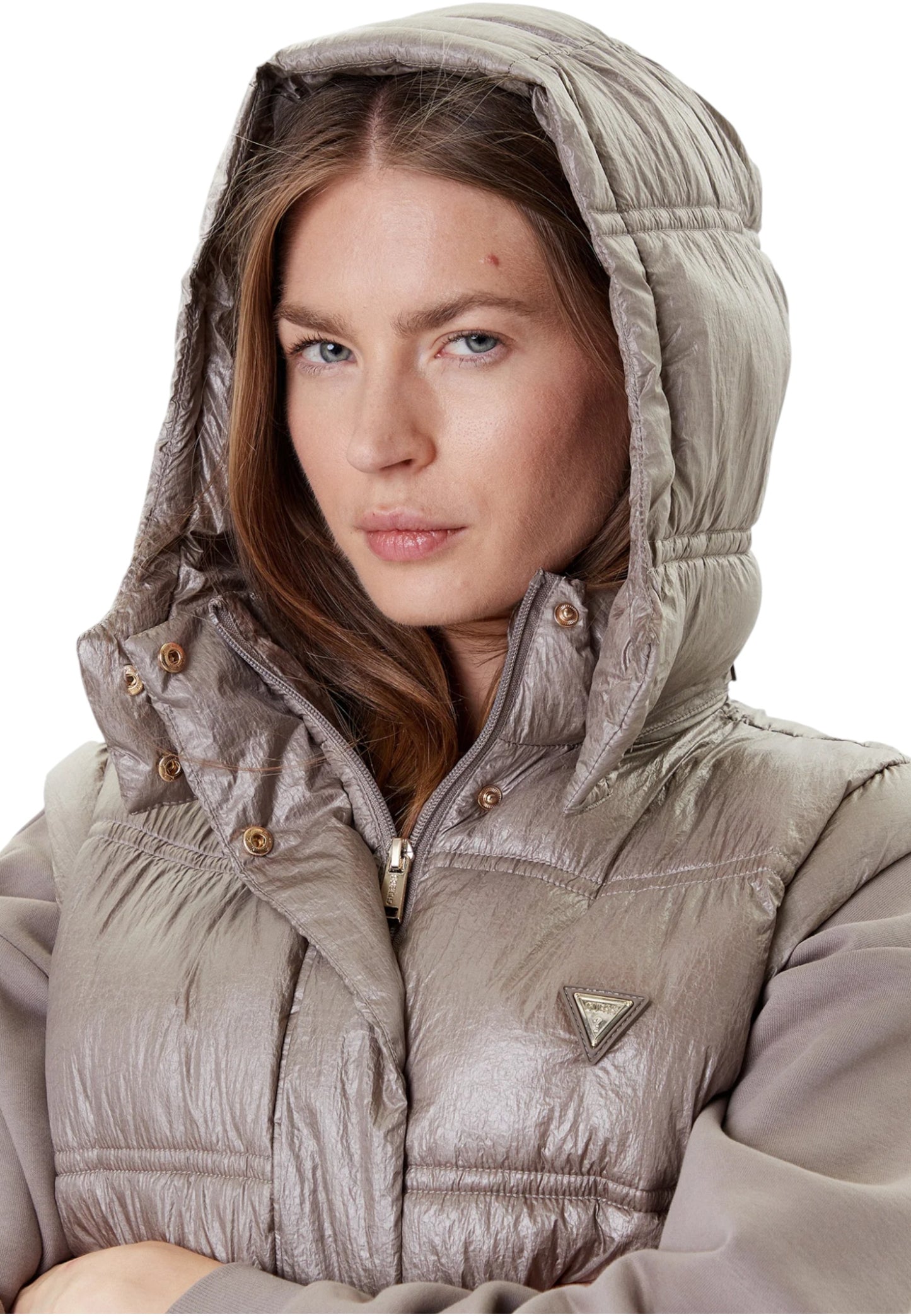 Gilet Con Cappuccio Donna Guess Crop Ernestine W5YL11WHDO2