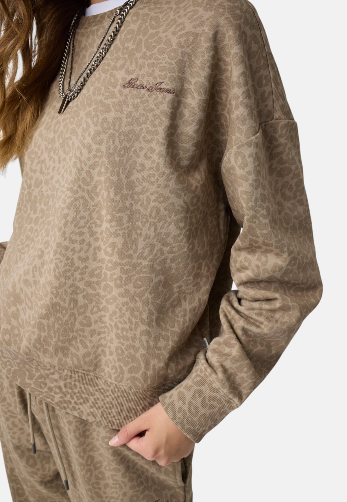 Felpa A Girocollo Donna Guess Stampato, Vestibilit� oversize Gj W6BQ07K5460
