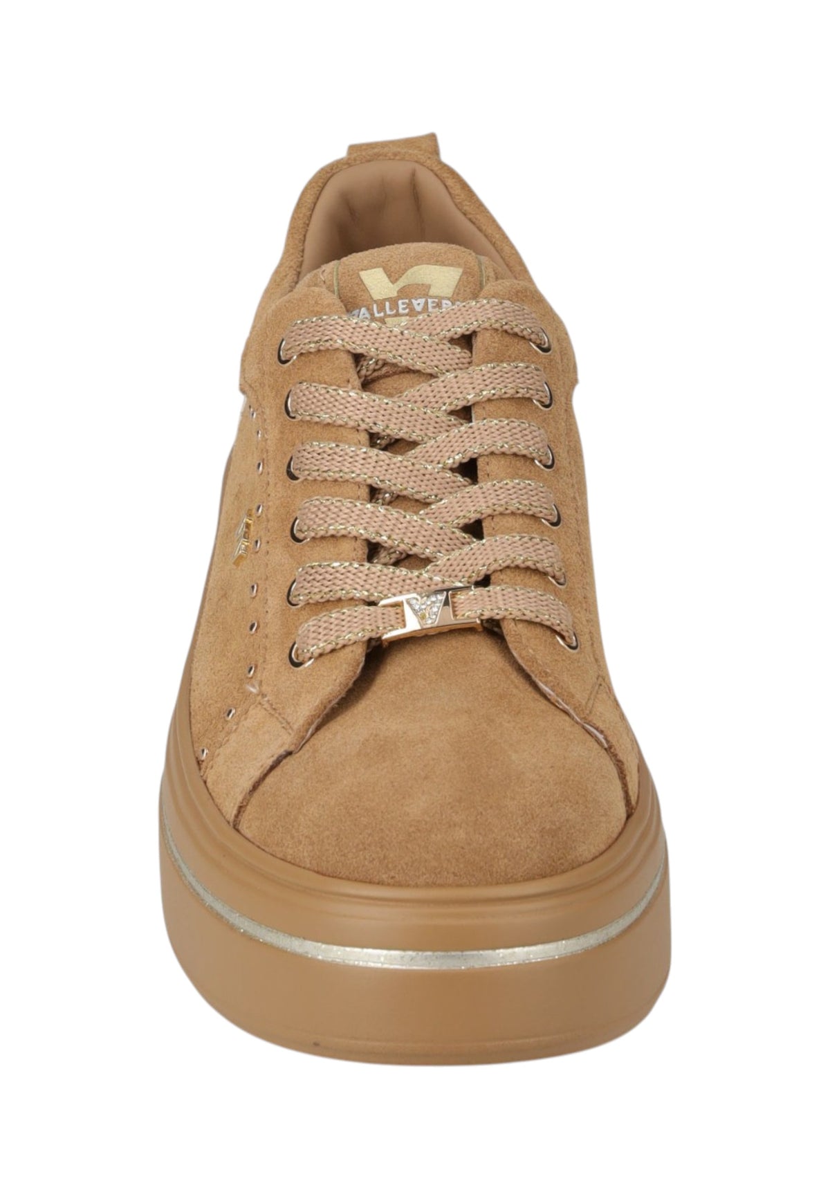 Sneakers Basse Donna Valleverde chiusura con lacci, inserto metallizzato sul tallone, suola alta, sottopiede in pelle  V35451