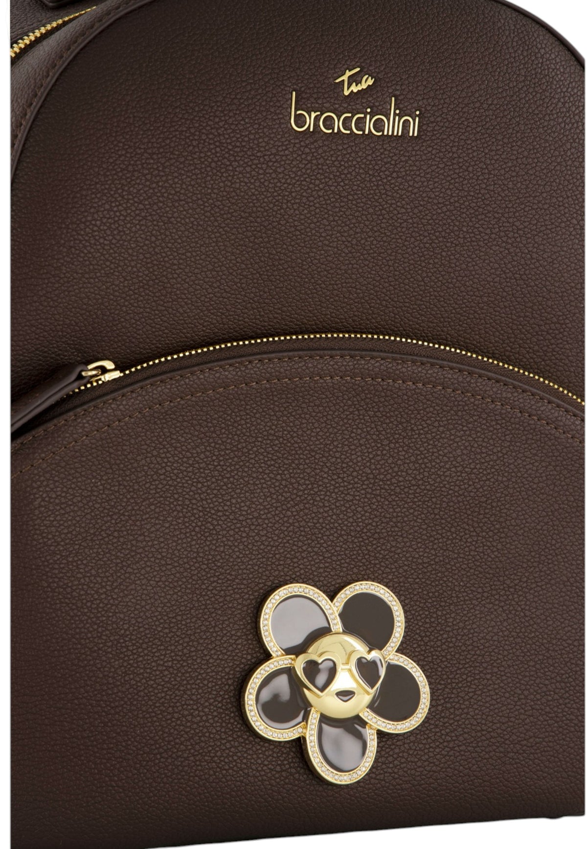 Zaino  Donna Braccialini Zaino compatto, Singolo con tracolle regolabili, Chiusura con zip, Una tasca interna portacellulare, Charm gioiello a forma di margherita, Dimensioni: 27 x 11 x 31 Cm Amy Bijoux B19214YY