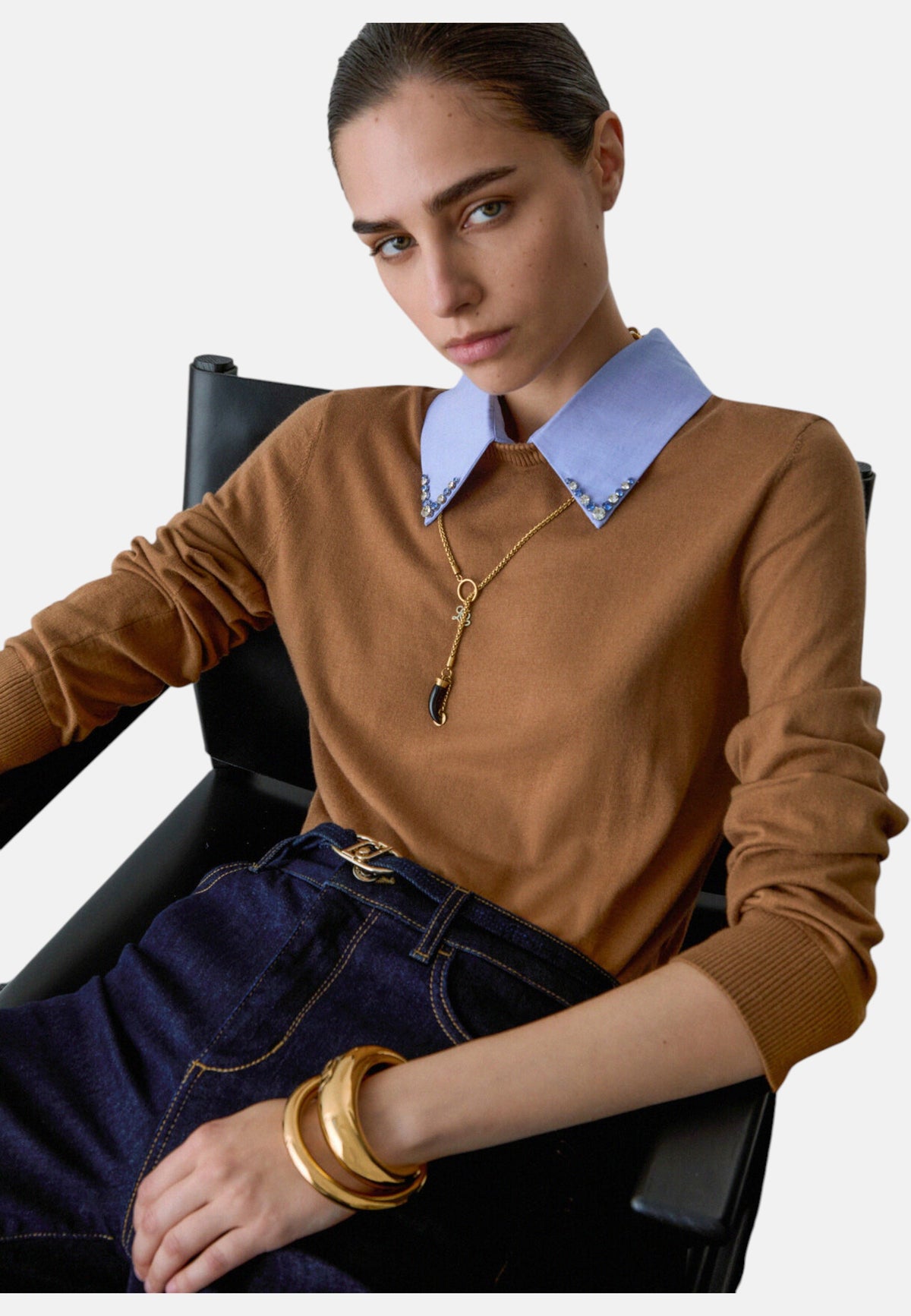 Maglia A Girocollo Donna Liu Jo Con Colletto A Camicia A Contrasto  WF6452MA16R