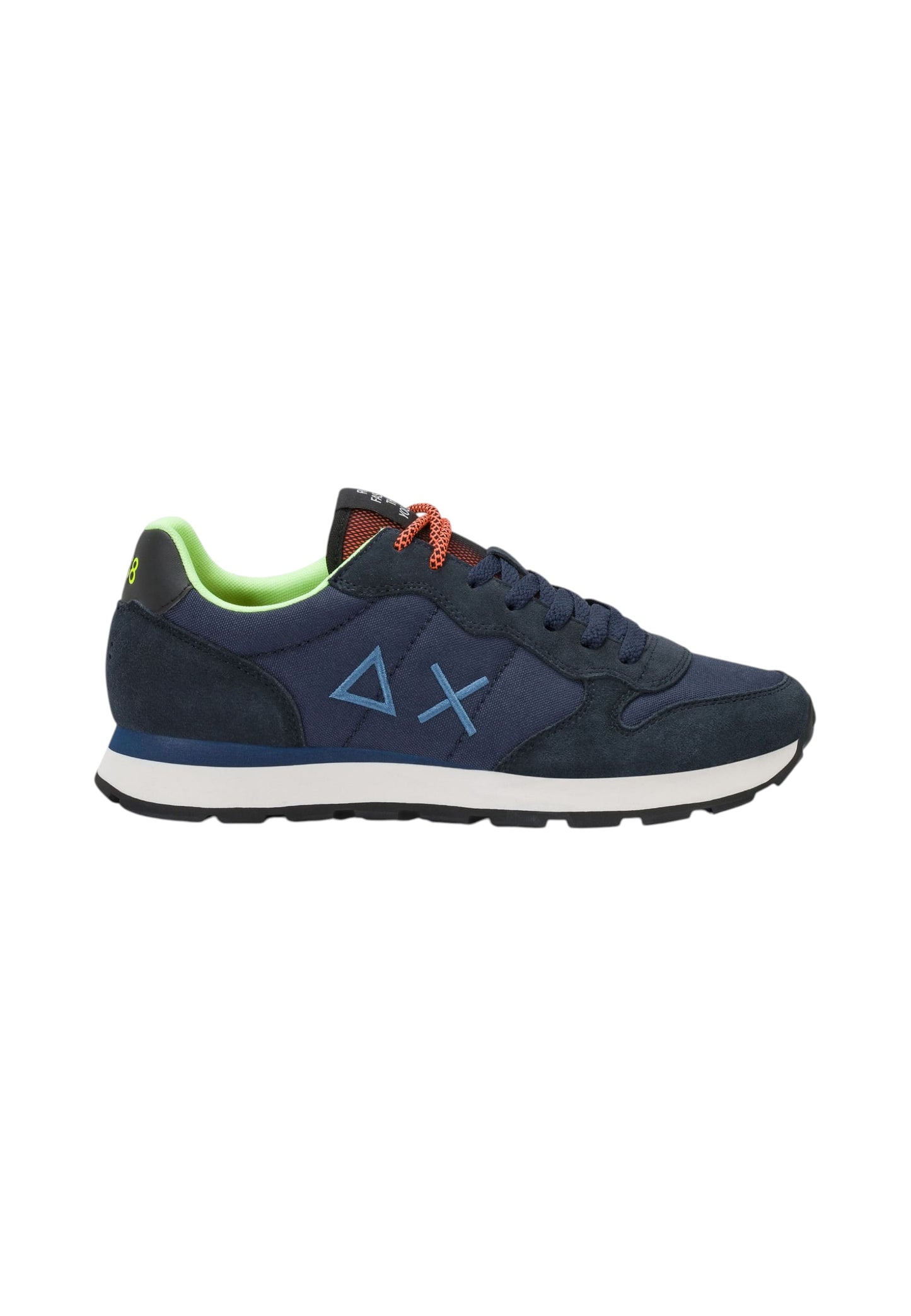 Sneakers Basse Uomo Sun68 Stile Running, Nylon E Suede, Dettagli Fluo, Logo Ricamato Tom Fluo Z46102