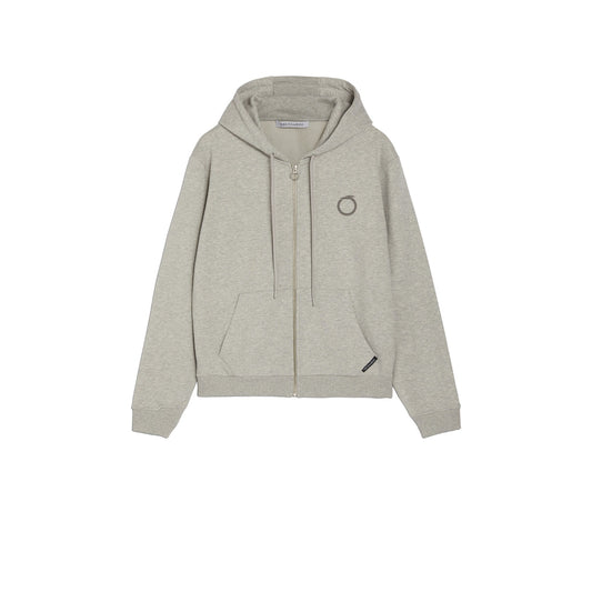 Felpa Con Zip Uomo Trussardi Con Cappuccio Small Greyhound Print Melange Cotton Medium Weight 52F00301-1T006317