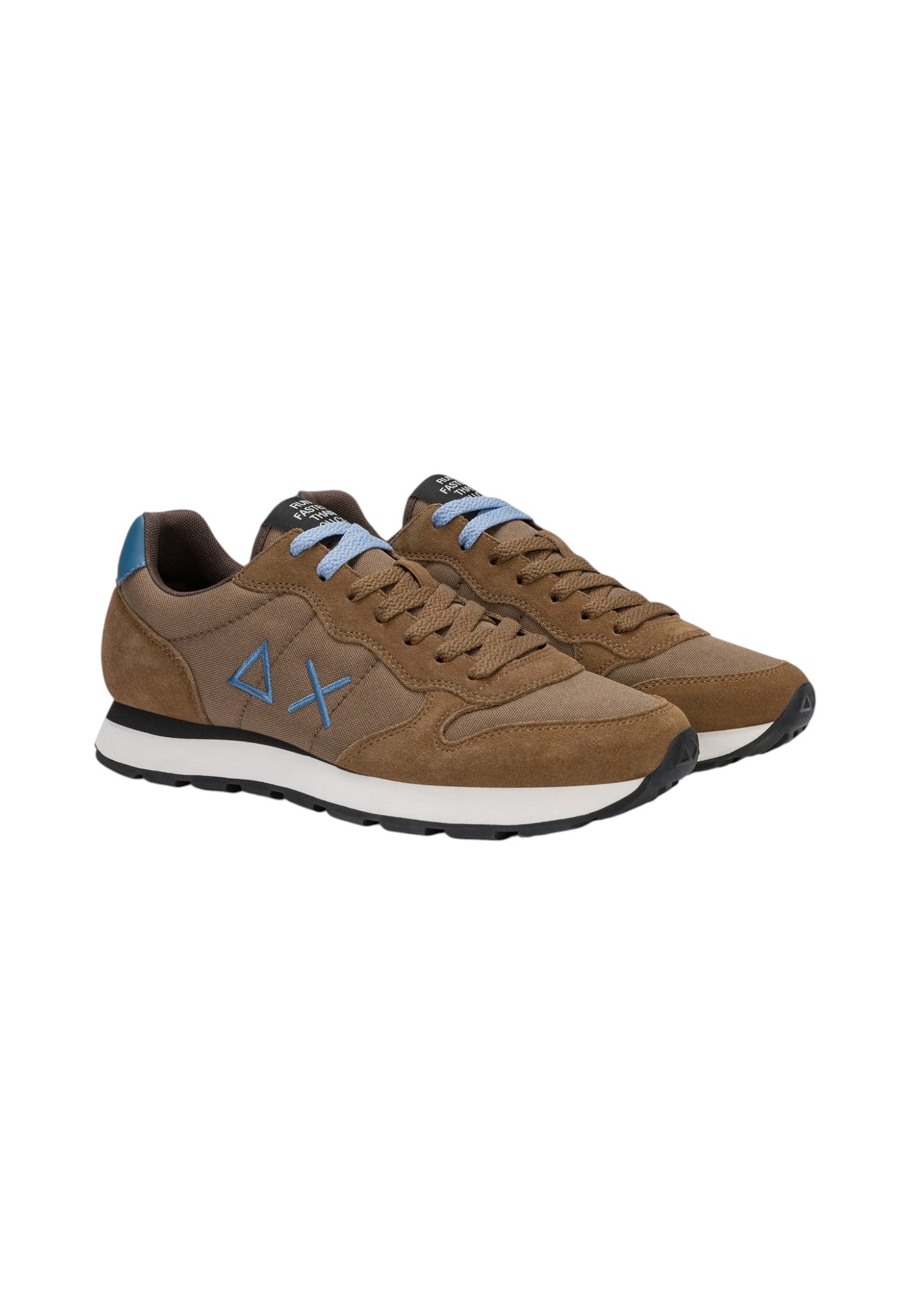 Sneakers Basse Uomo Sun68 Stile Running, Logo Ricamato, Nylon E Suede Tom Solid Z46101