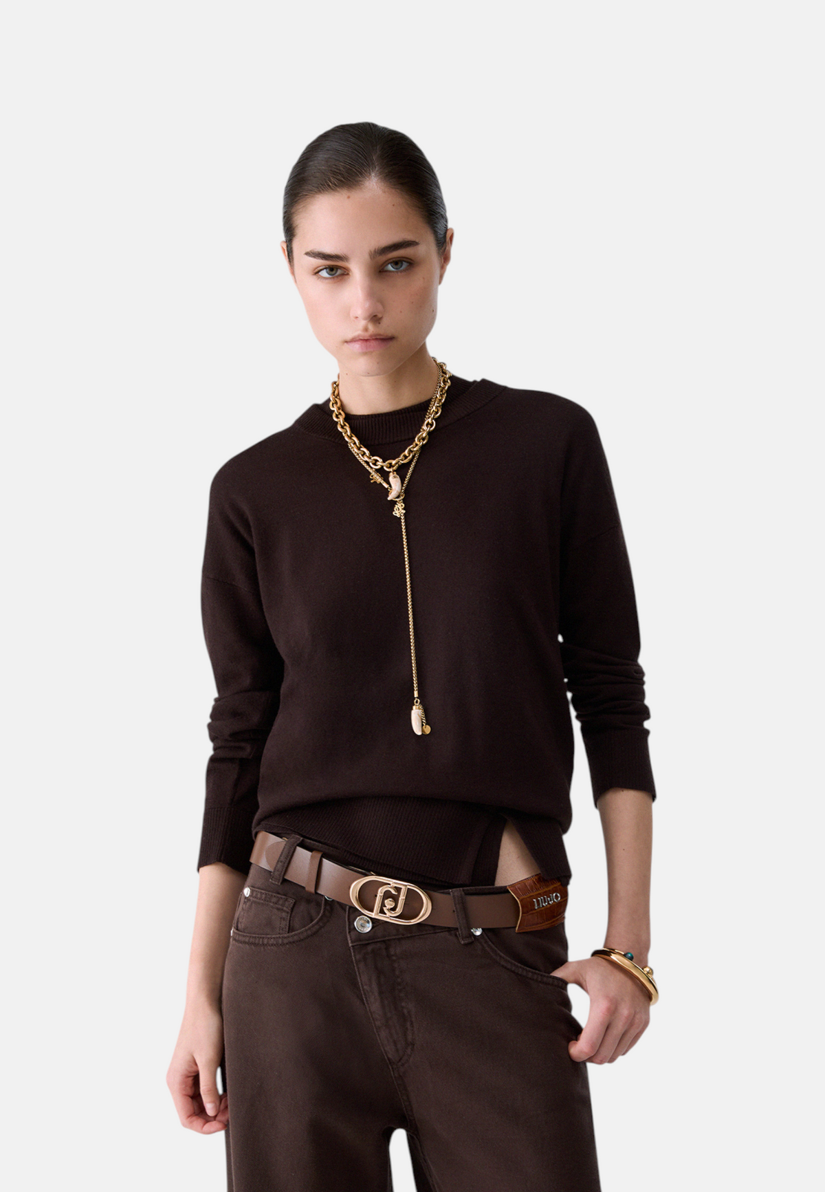 Maglia A Girocollo Donna Liu Jo Con Spacchi Laterali  WF6418MA16R