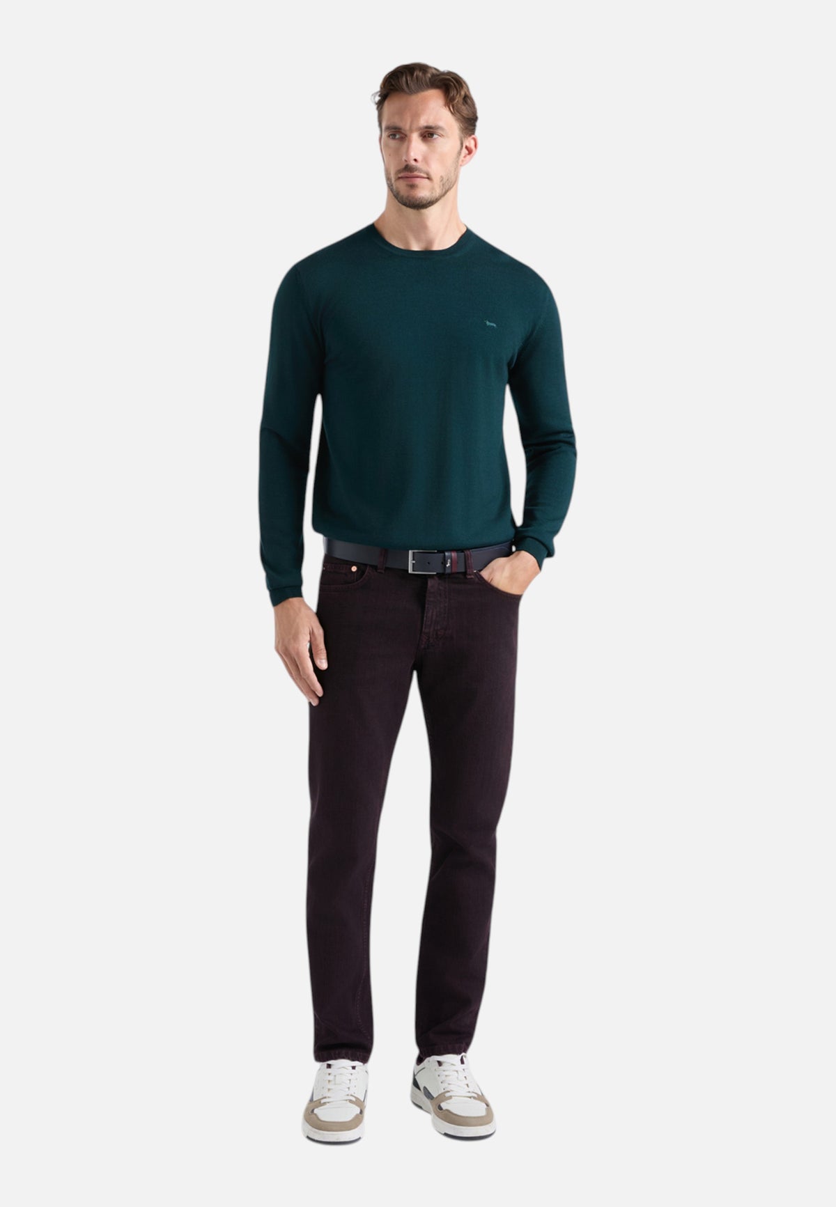 Maglione A Girocollo Uomo Harmont & Blaine Pura lana merino, Regular Fit, Finiture a costine, Made in Italy, Logo Harmont & Blaine  HRR001030478