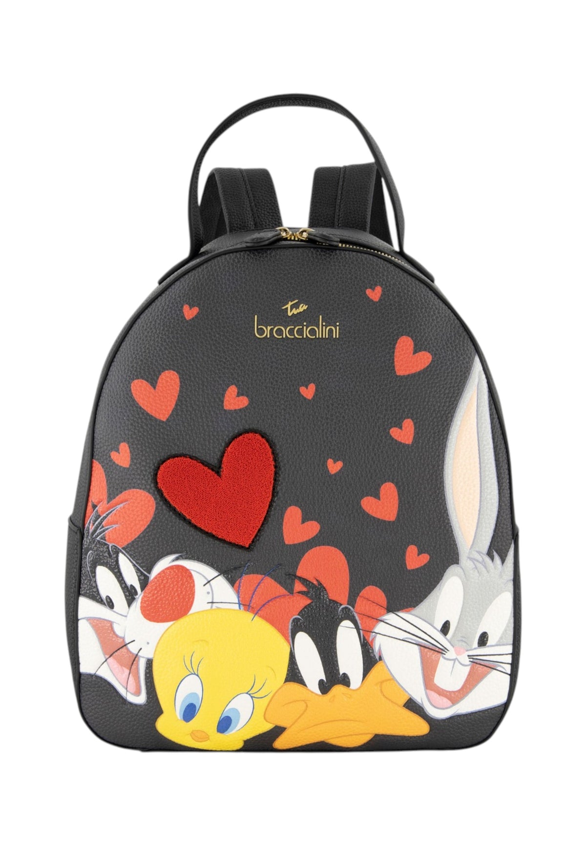 Zaino  Donna Braccialini Zaino compatto, Singolo con tracolle regolabili, Chiusura con zip, Due tasche interne, una con zip e una aperta, Stampa Looney Tunes dedicata all'amicizia, Dimensioni: 27 x 15 x 37 Cm Beth LT Allfriend LT318YY