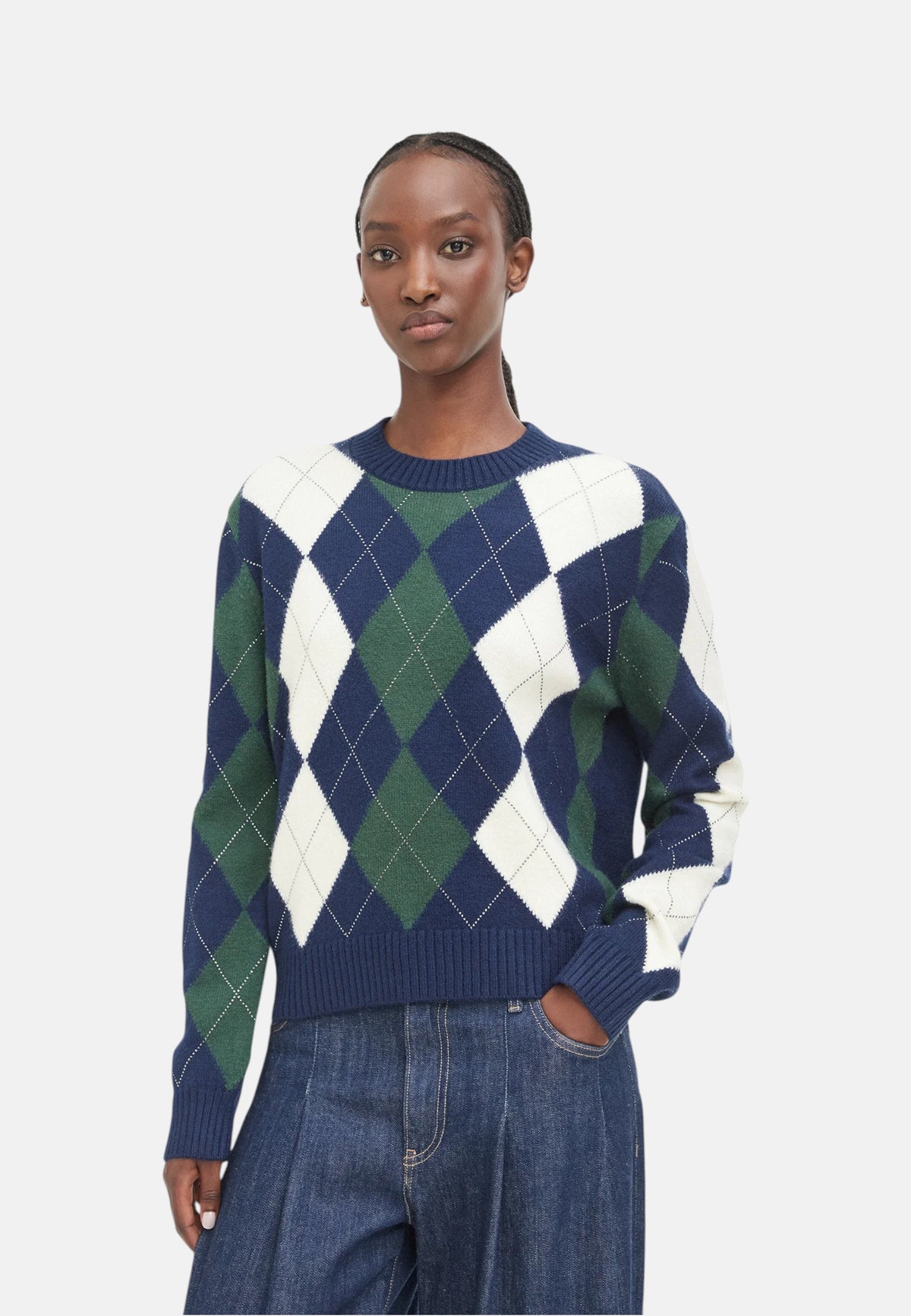Maglione A Girocollo Donna Guess Motivo argyle Gracie W6BR48Z1447