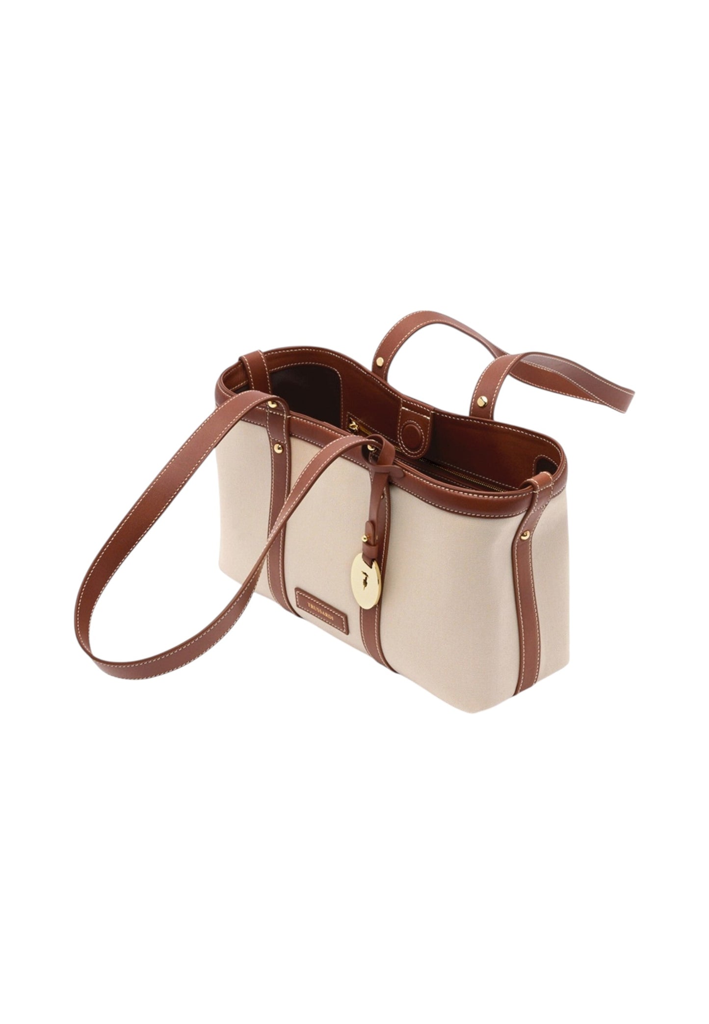 Borsa A Spalla Donna Trussardi Shopper Small In Canvas E Pelle Elba Z774E006475N