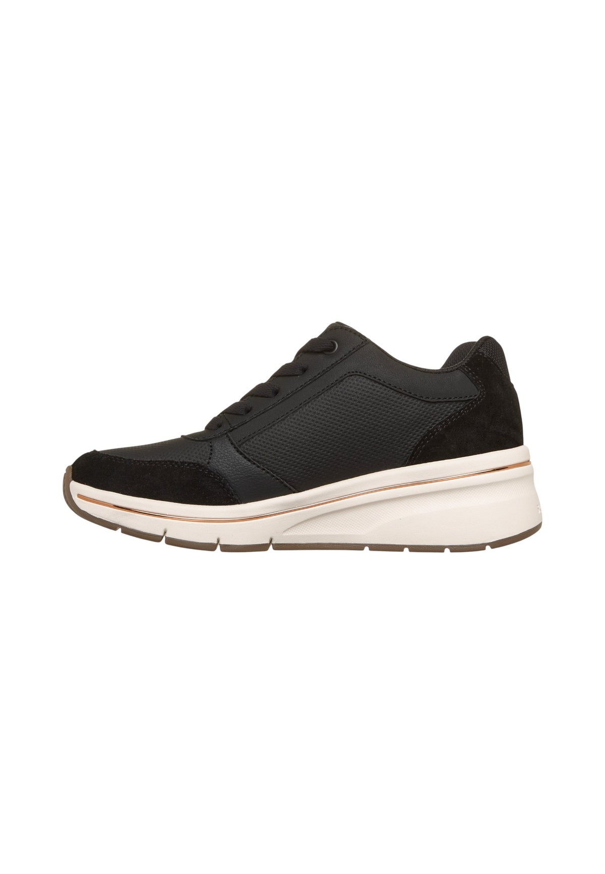 Sneakers Basse Donna Skechers Air-Cooled Memory Foam, Zeppa nascosta Wedge Fit, Cerniera laterale, Inserti in pelle scamosciata Billion Flex - Luxe Up 190370